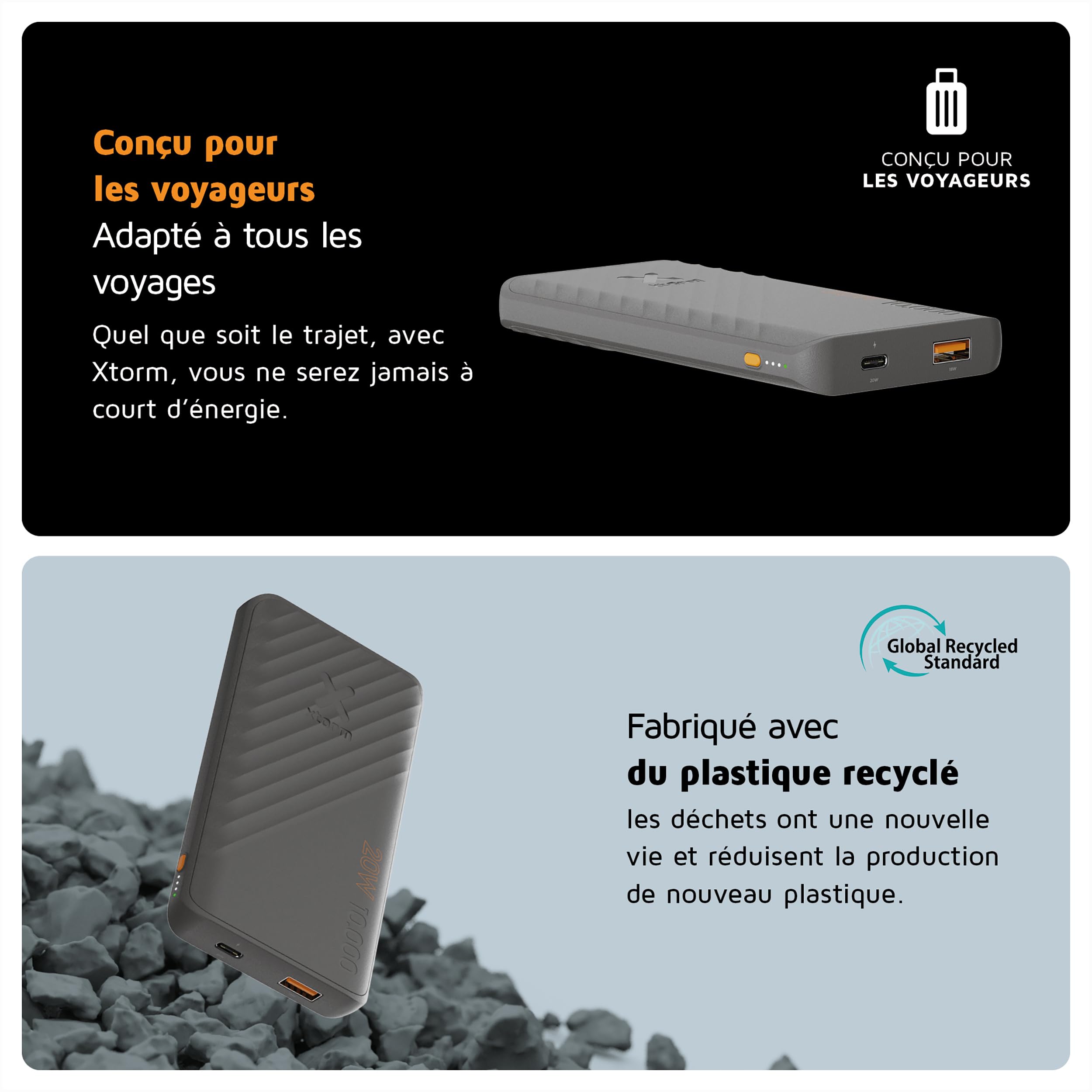 Powerbank Xtorm Supercharge - 10 000 mAh 20W - Fan Edition - Batterie puissante - Batterie Portable pour iPhone et Samsung - Technologie Durable