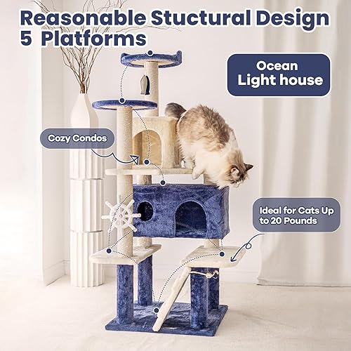 Miniatura 2 de Árbol para gatos torre para gatos poste de rascado de sisal con plataforma de salto y anillo para gatos Centro de actividades para gatos Casa de