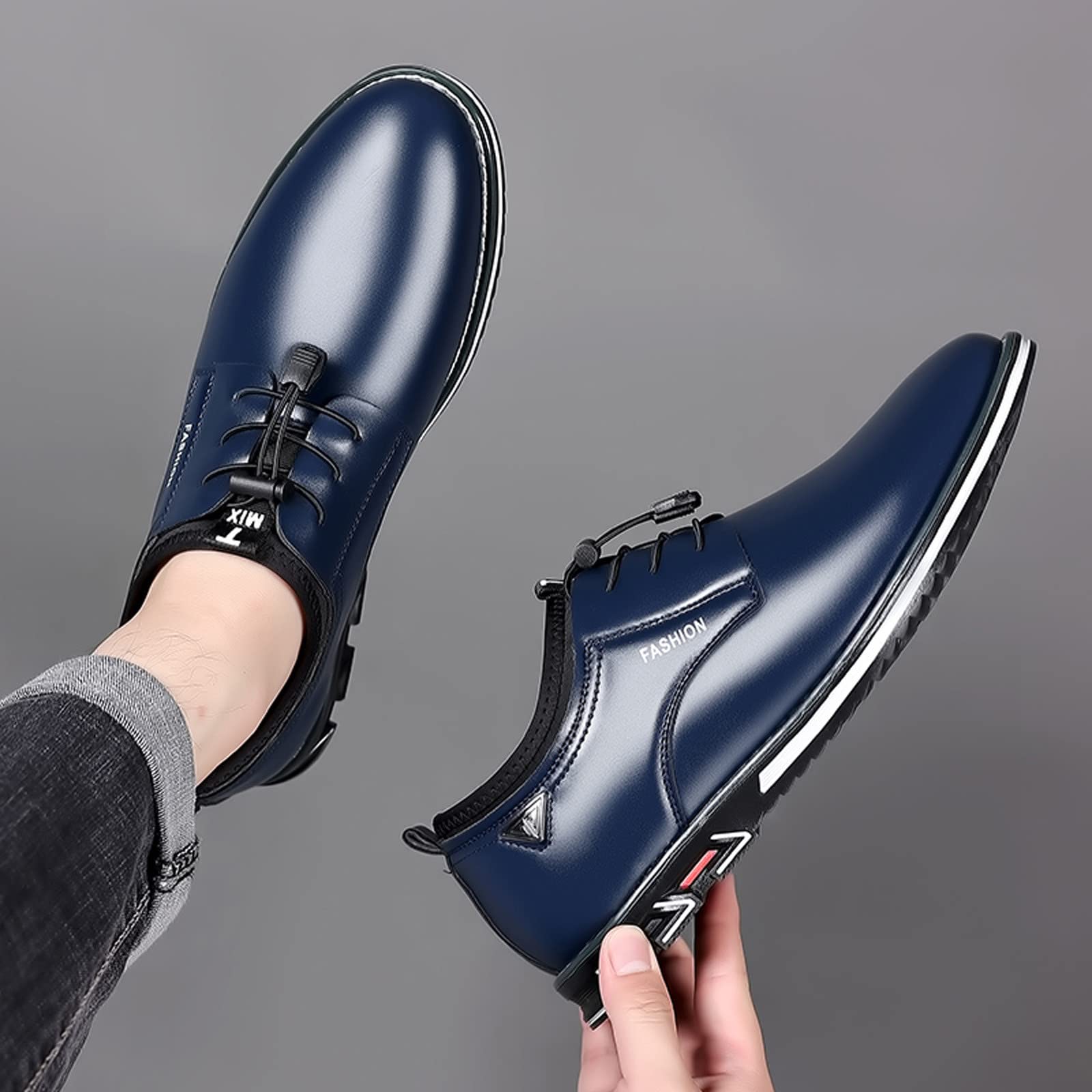 Mocassini da uomo con lacci, scarpe da ufficio in pelle