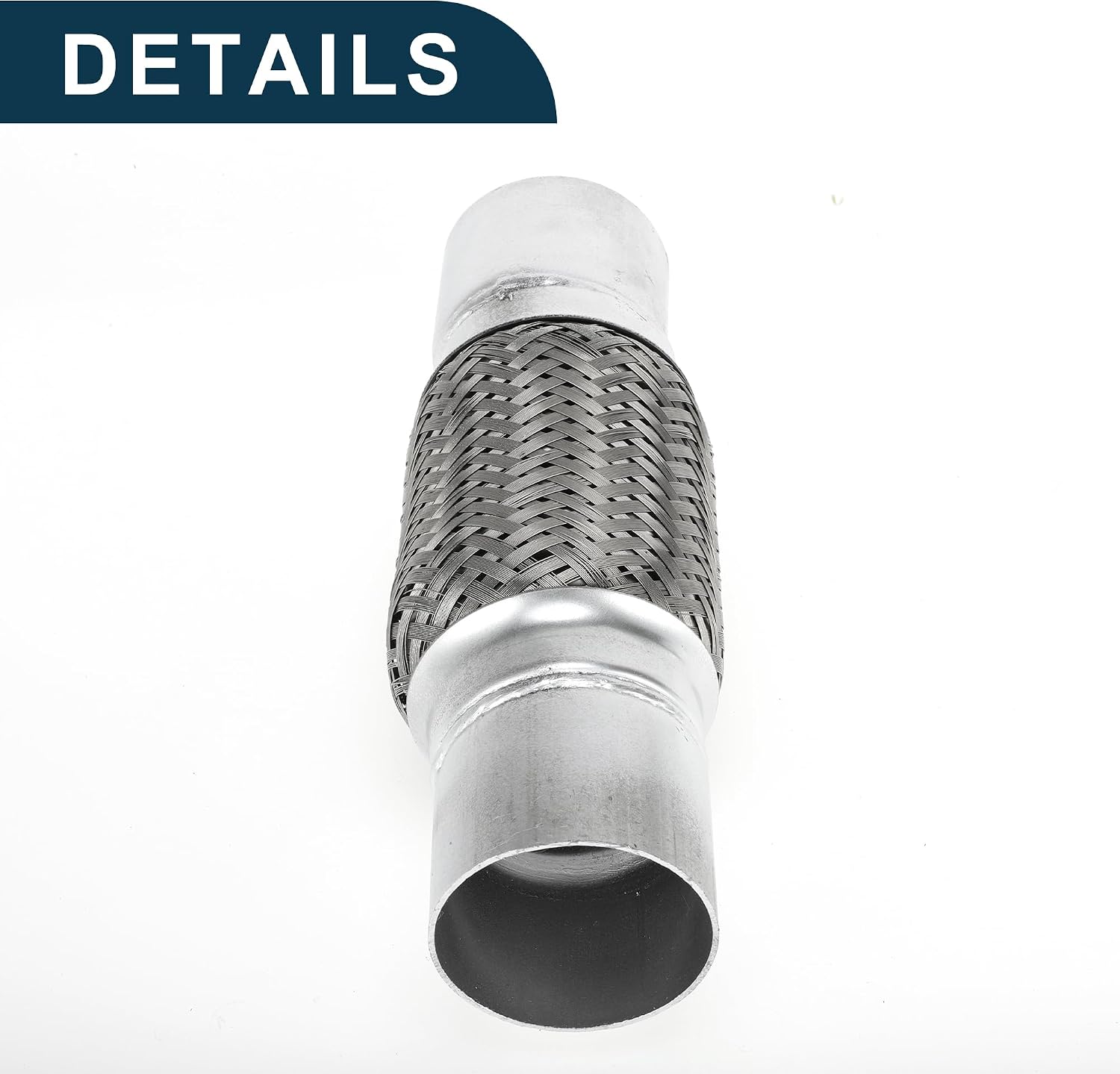 Car Exhaust Flex Pipe 2.55 Inch OD Flexible Braided Exhaust Tube | Universal Flexible Pipe Tubing Silver Tone 1Pc