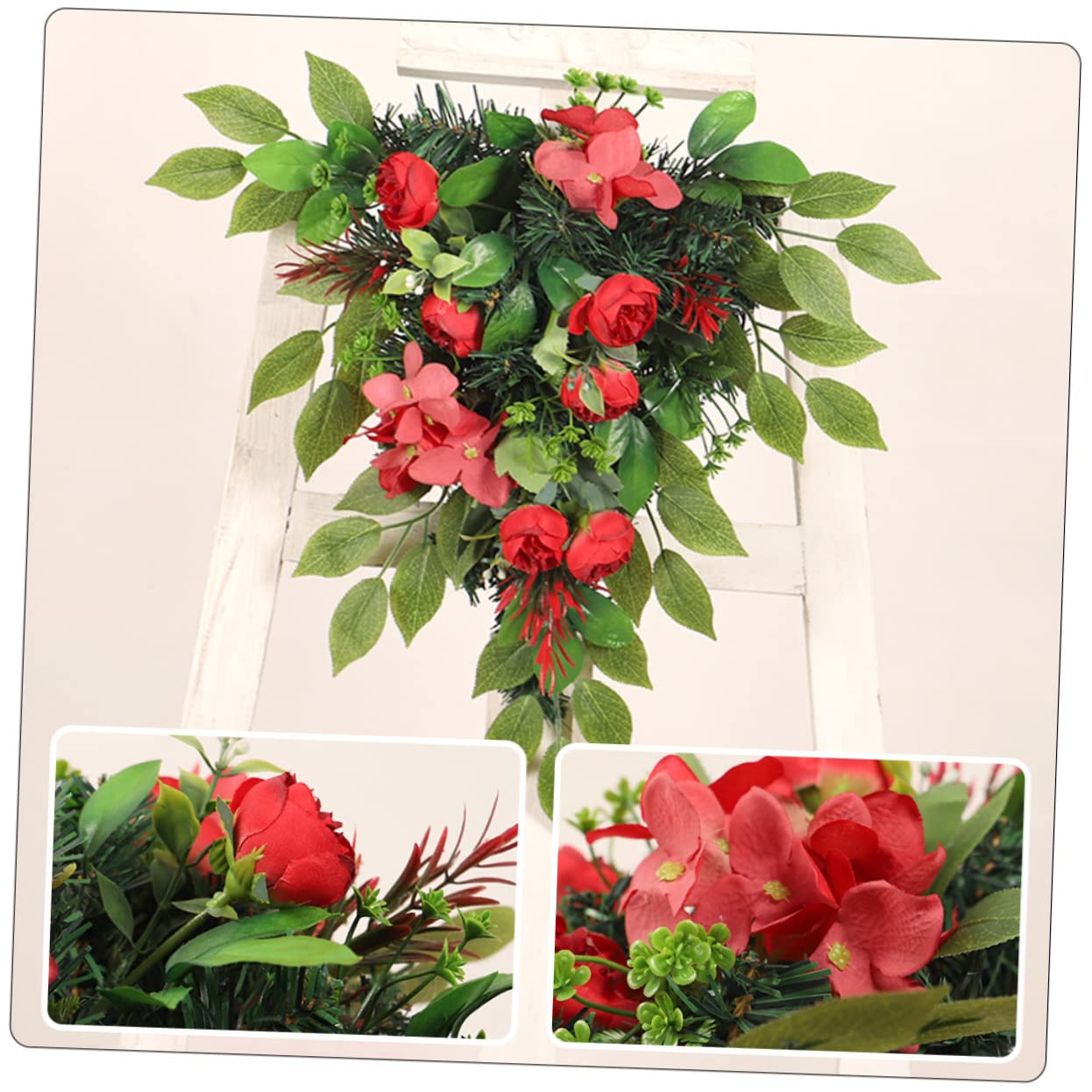 Alipis Guirnalda Floral Simulada Roja de Hortensia para Pared y Puerta