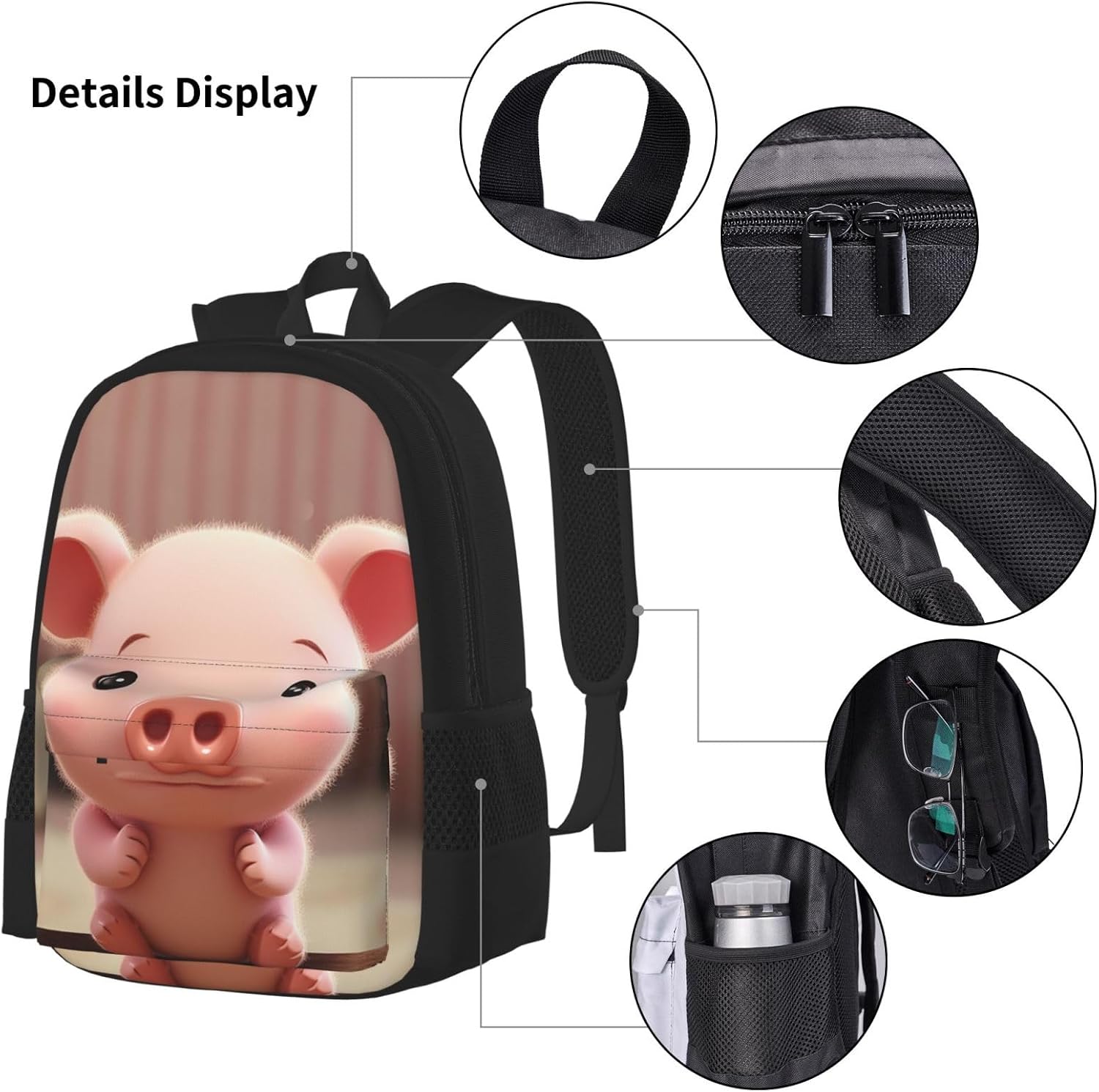 3 in1 Travel Laptop Backpack with Lunch Bag and Pencil Case Casual Daypack image 4