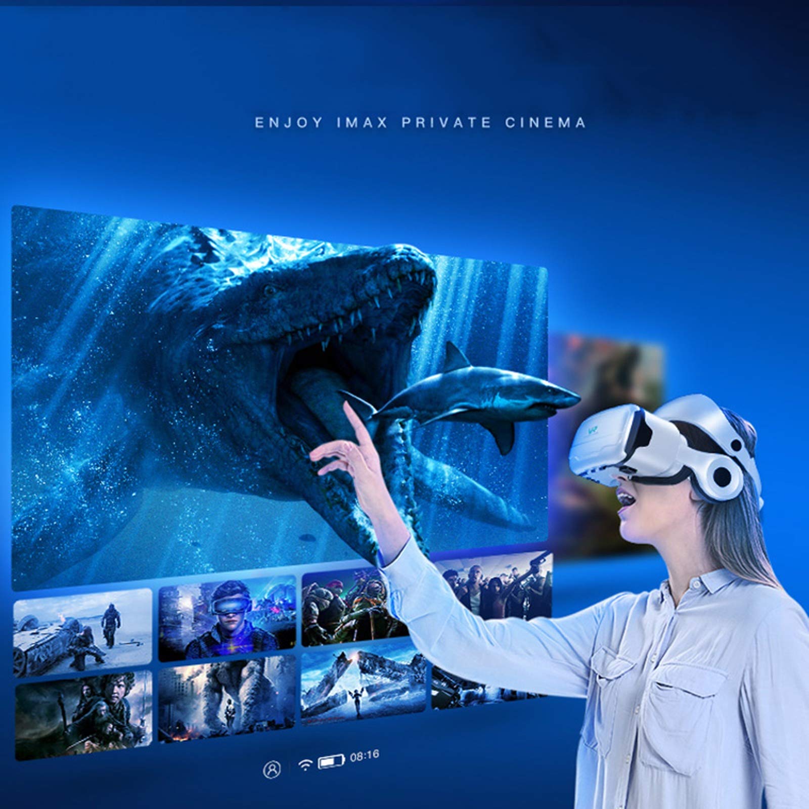 Occhiali VR per Film e Giochi 3D, Realtà Virtuale Visore, Cuffie Stereo Integrate, Occhiali VR Smartphone Compatibile con iPhone/Android da 4,7 a 6,0 Pollici