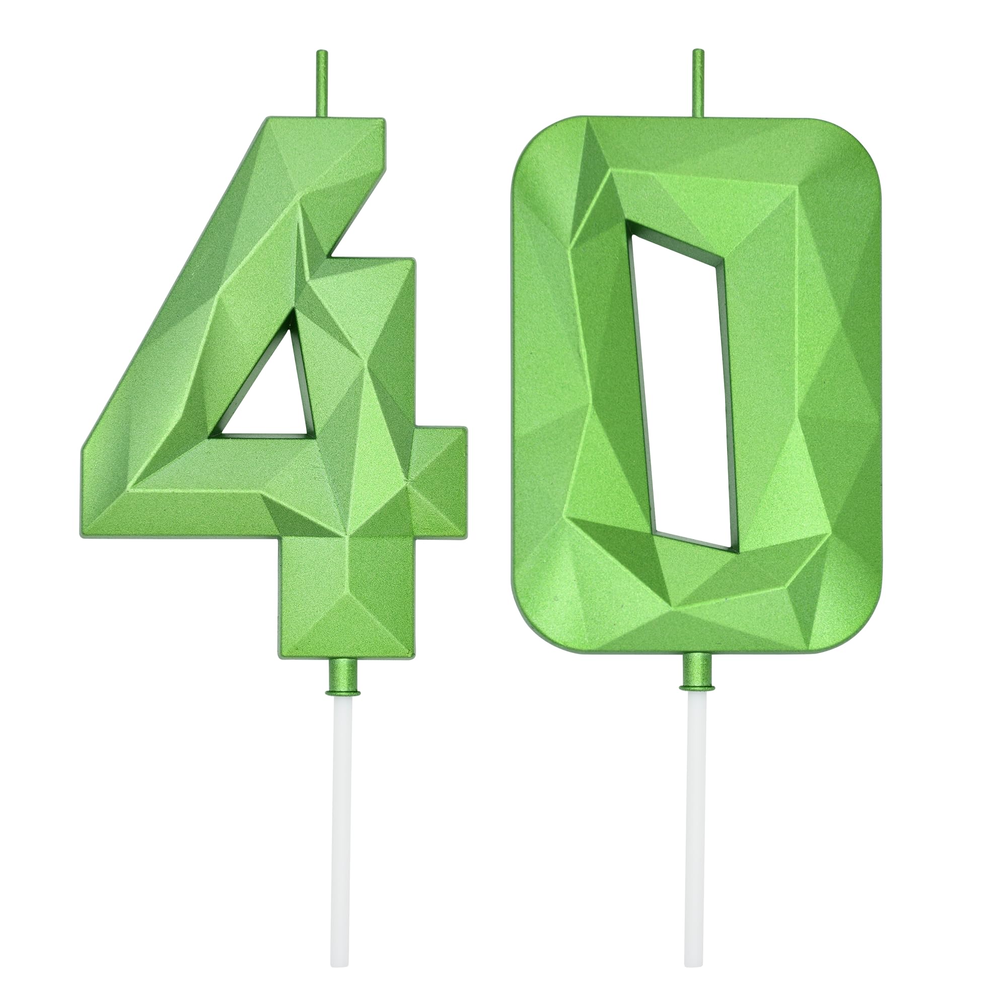 DERVENTA Large Birthday Candle Number 3D Green 3.7 inch Party Celebration Anniversary Decoration Cake Topper 1 Piece (Number 40 Green)