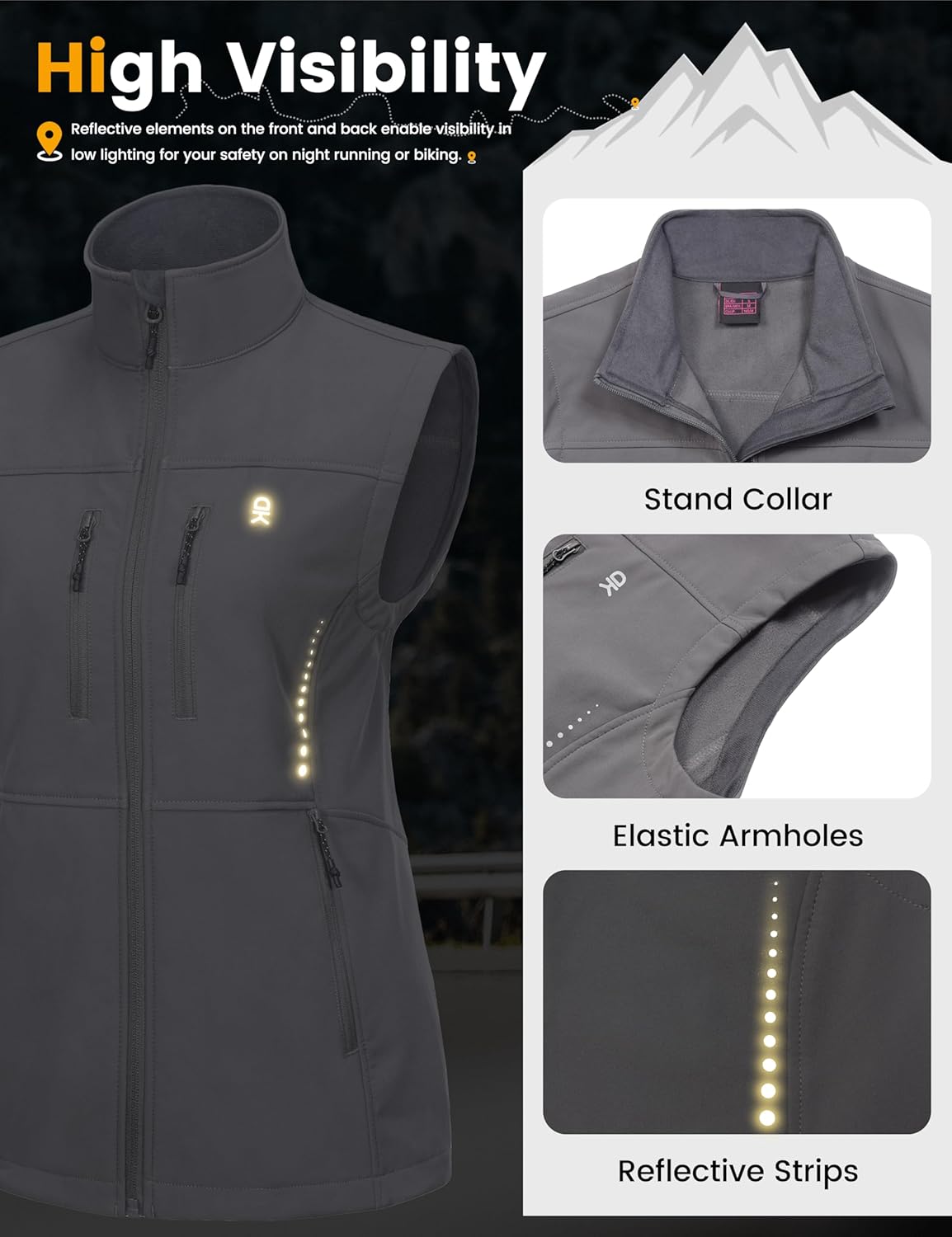 Little Donkey Andy Women's Golf Vest Warm Fleece Lined Sleeveless Jacket for Hiking Travel Running - Image 6