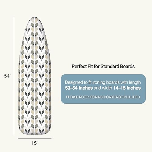 Vista 93 de Funda y almohadilla para tabla de planchar de 18 x 54 pulgadas, algodón natural extra grueso, resistente al quemado y a las manchas, cubierta