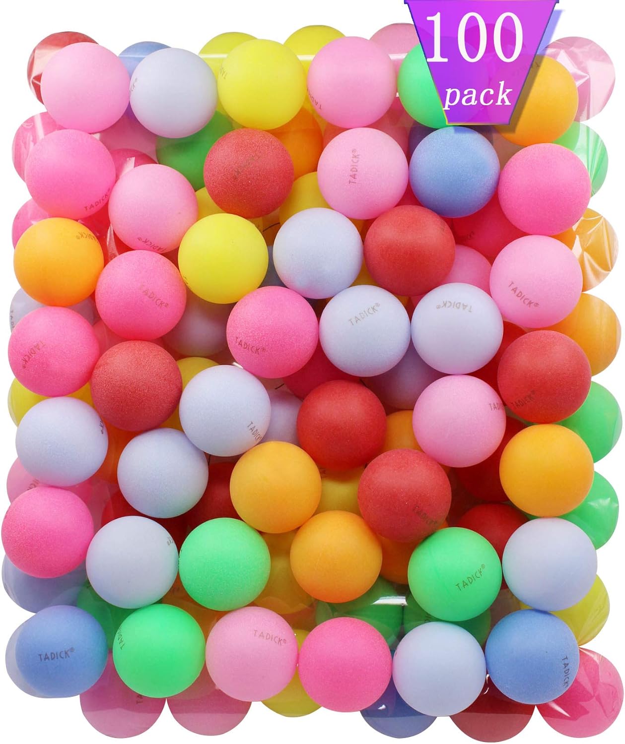 TADICK 100 Pack Beer Ping Pong Balls Plastic Multiple Color Table Tennis Ball : Sports & Outdoors