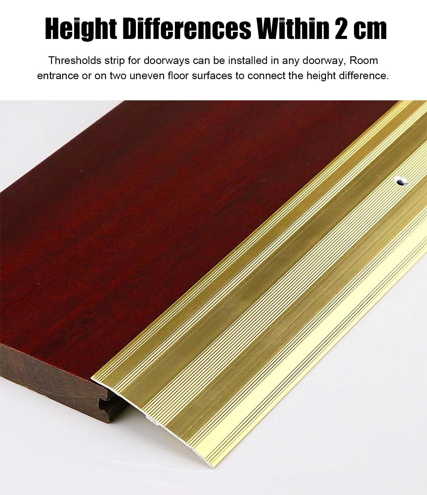 Aluminiowy profil przejściowy ze śrubami, listwa progowa o szerokości 6 cm, płaski profil progowy do zakrywania fug na nierównych podłogach (czarny, 0,9 m)