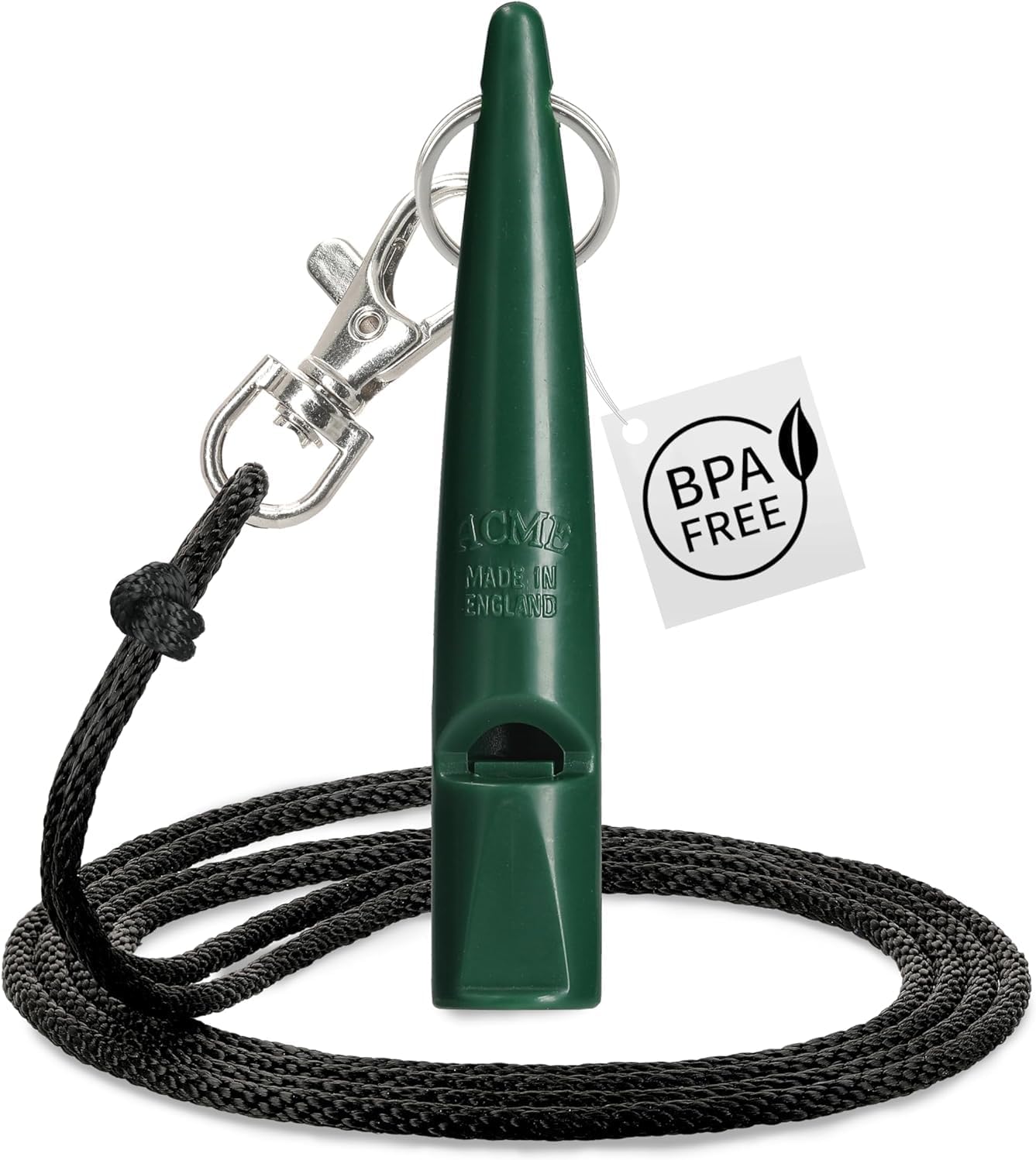 ACME 211.5 Professional Dog Training Whistle with Lanyard. BPA-Free Plastic. 90 dBA. Standardized 5400Hz Frequency for Larger Breeds. Weatherproof. Made in The UK (Forest Green/Black)