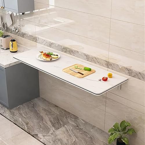 Miniatura 3 de Mesa plegable para lavandería montaje en pared escritorio de madera resistente mesa desplegable con patrón de mármol mesa plegable blanca para
