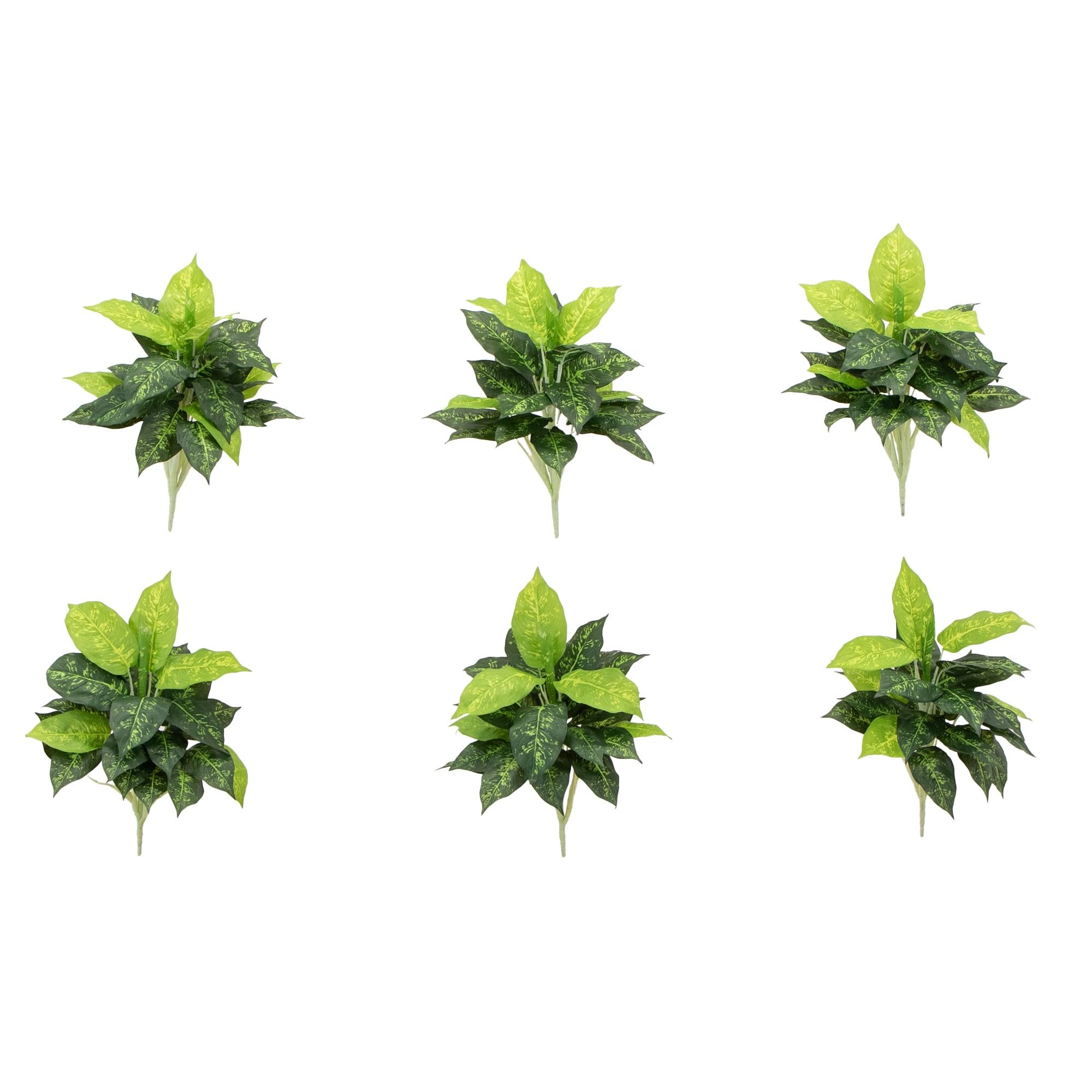 Plantes artificielles Dieffenbachia Lot de 6 arbustes 48cm