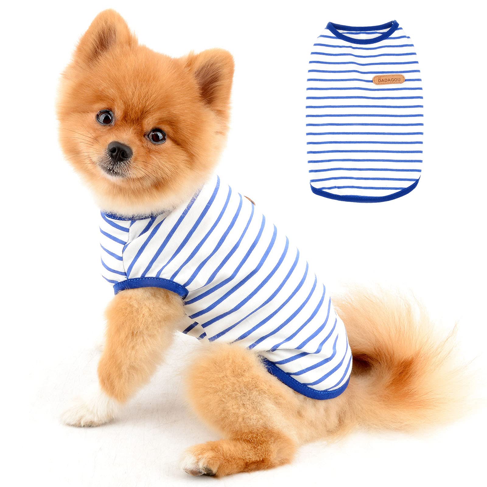 PAIDEFUL Chemise britannique pour petit chien rayée, gilet pour chat, T-shirt en coton doux pour garçon, vêtement pour animal de compagnie, T-shirt d’été pour chiot, Chihuahua, Yorkie, respirants