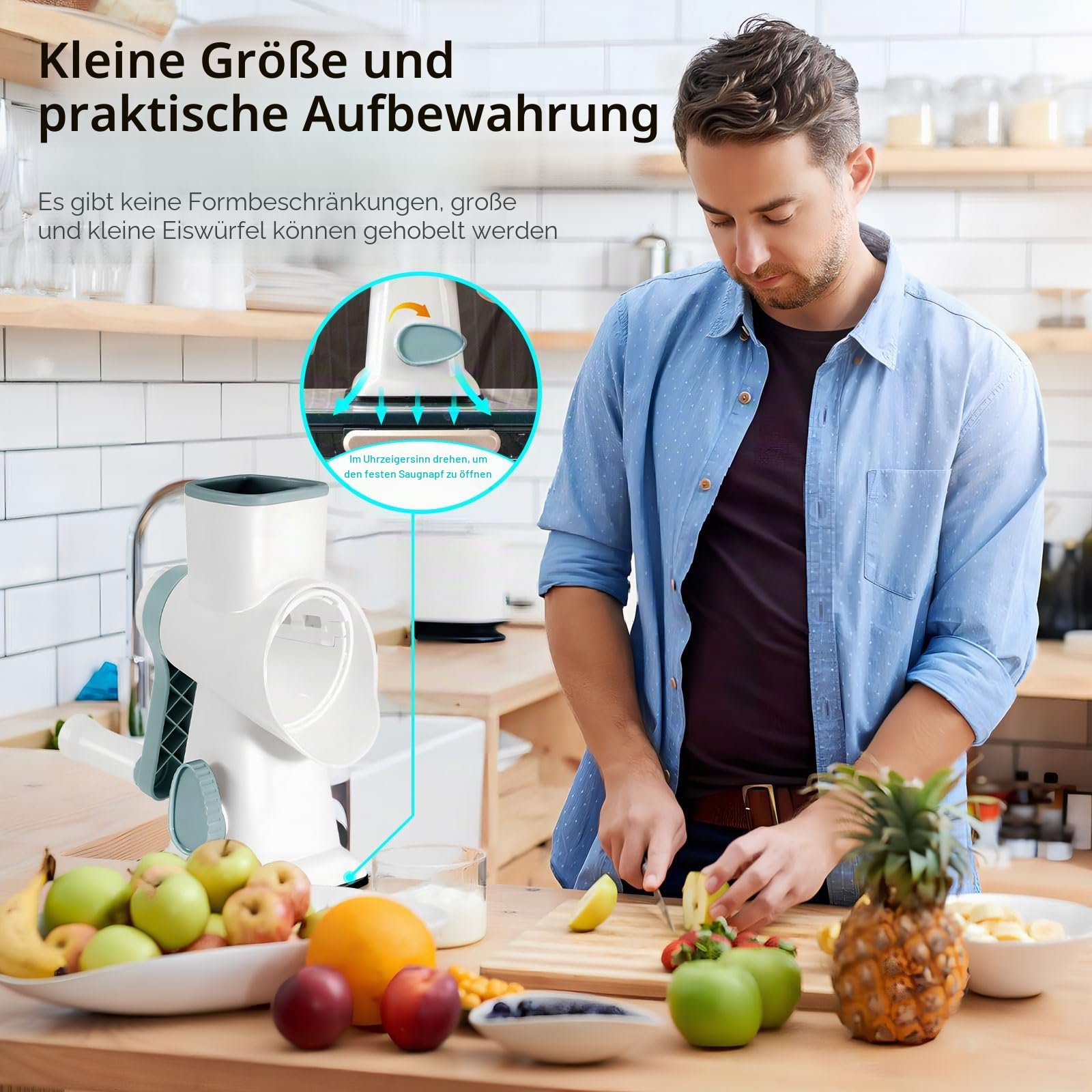 Manueller Eisbrecher, panemy Ice Crusher, Slushie Maker mit Doppelreihigen 45°Winkelklingen, Effizientes Eiscrushen, Slush Maschine Ist Geeignet fur Camping, Cocktails, Kalten Kaffee, Eiscreme