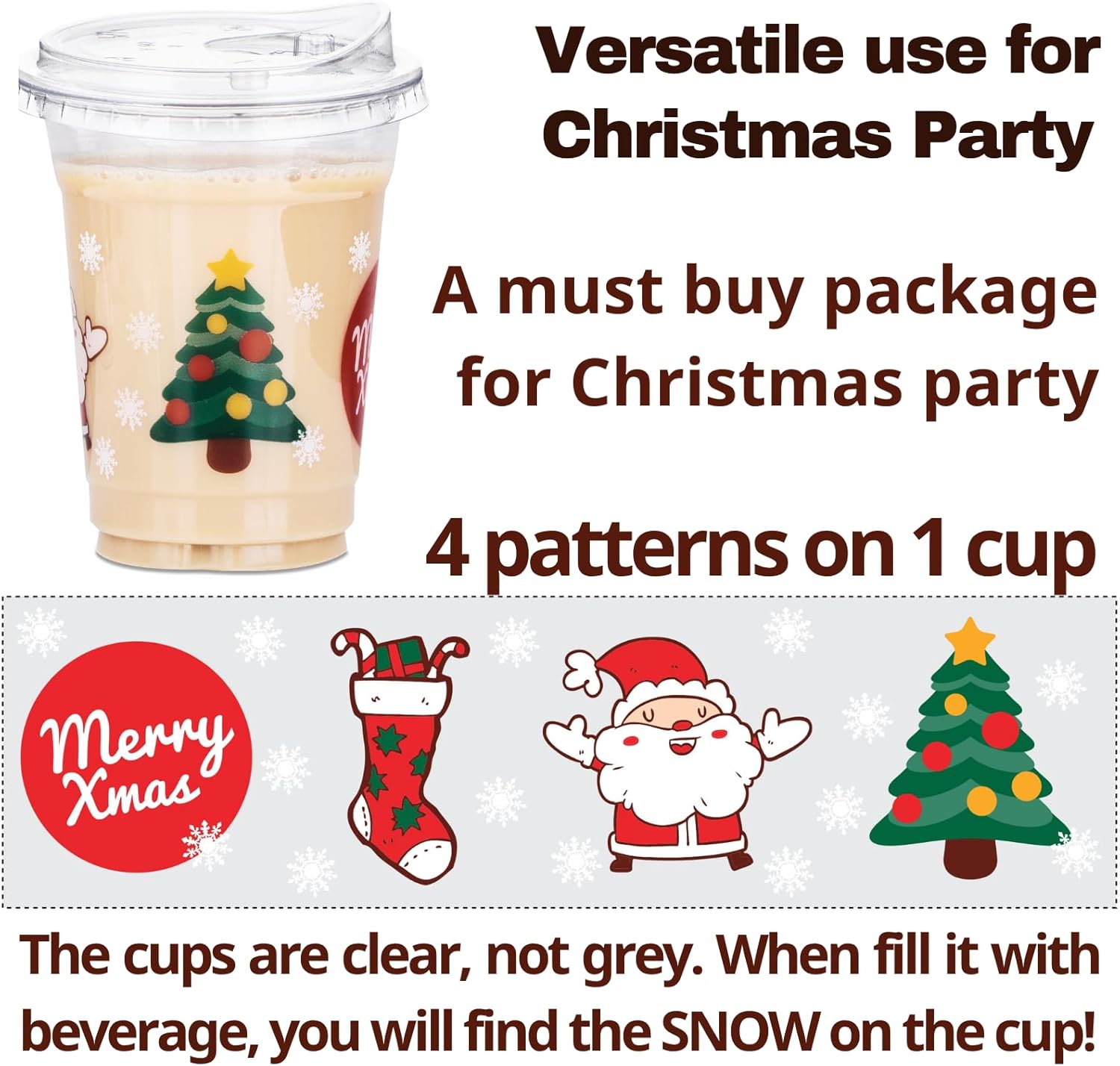 Aatriet 16 oz Christmas Cups Plastic Coffee Cups with Lids, Christmas Cup Disposable 25 Sets, Xmas holiday Party Supply for Iced Coffee & Drinks, To Go Cups - Image 2