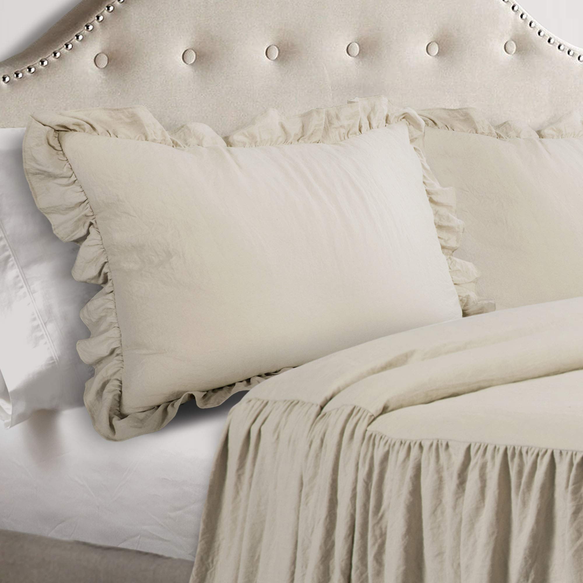 Lush Decor Set di biancheria da letto con gonna a volant, 3 pezzi, lussuoso set di biancheria da letto in stile rustico, elegante e affascinante, stile senza tempo e design classico, morbido e