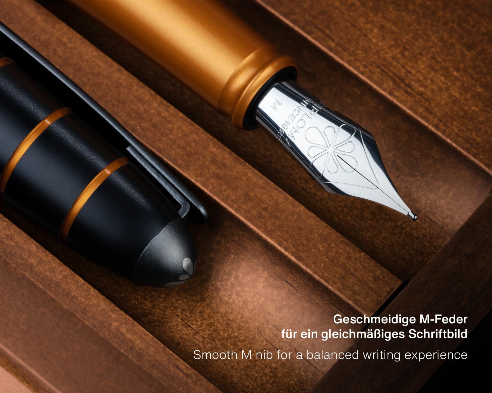 Diplomat Elox Füllhalter-Set Ring Schwarz Orange, Tinte und Lederetui