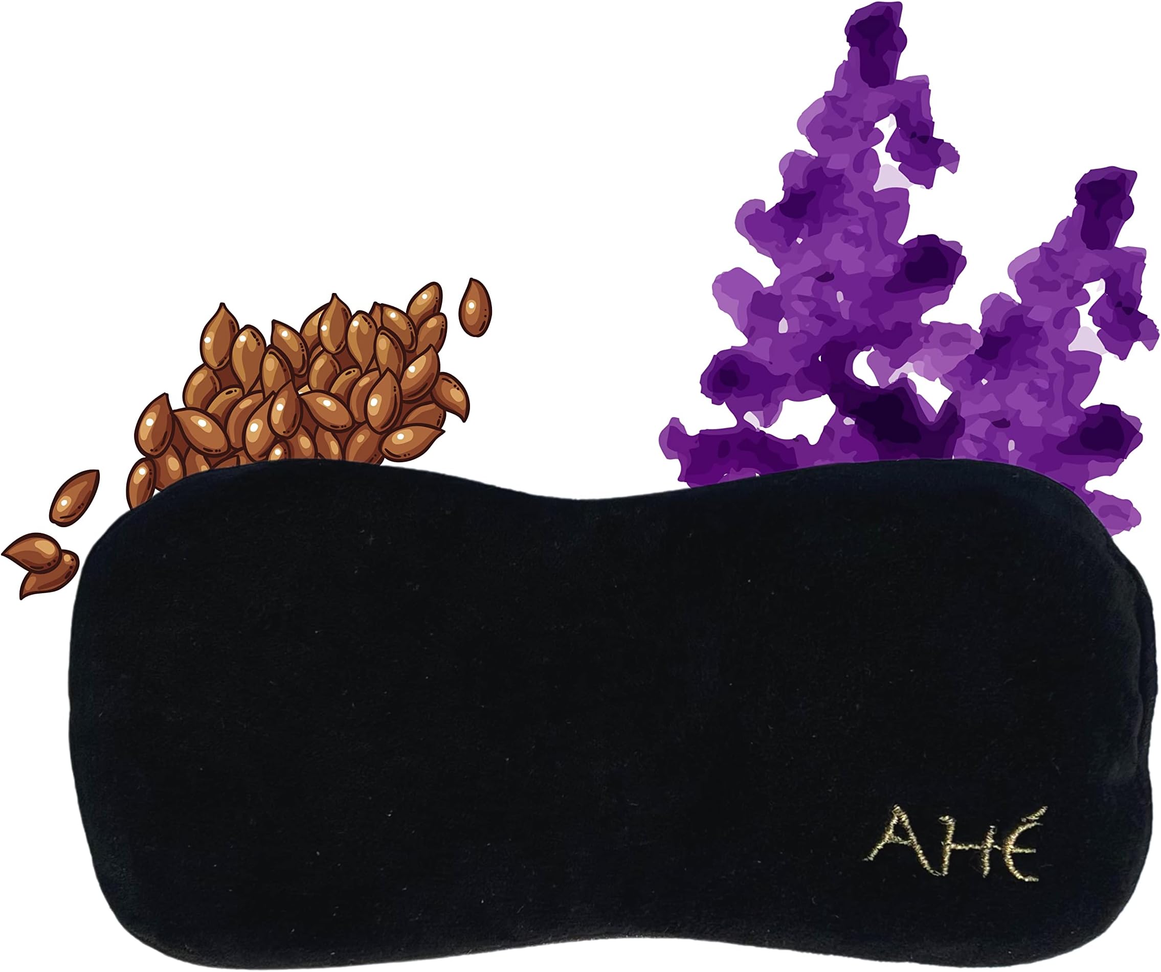 Ahé Naturals Lavender Eye Pillow - Weighted - Velvet & 100% Silk - Filled with Organic Flax Seeds & Dried Scented Lavender - Meditation/Yoga/Stress Relief/Spa