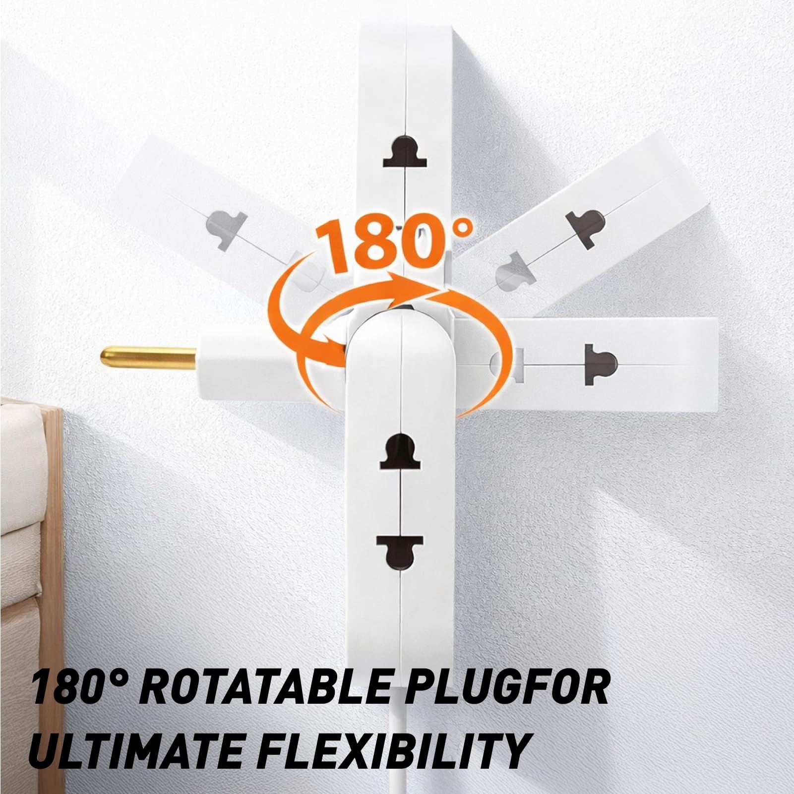 4 Piezas Ladrón Enchufe Plano de Pared con 3 Tomas, Adaptadores Giratorios 180° Ultraplanos, Multiplicador Enchufe para Viajes y Uso Doméstico, Compatibles con Enchufes Europeos y Americanos — view 4