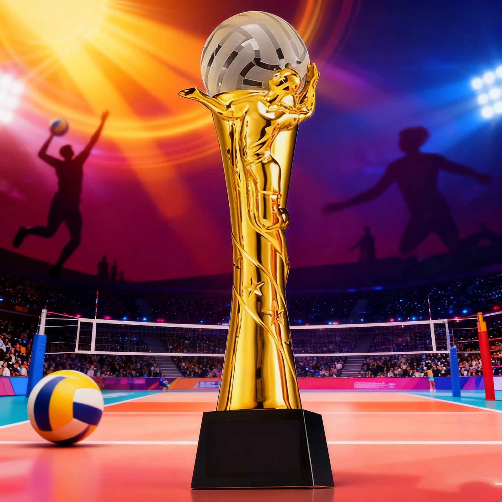 Trofeo De Voleibol para El Segundo Y Tercer Puesto del Torneo, Premio para Equipos Y Jugadores, Recuerdo Deportivo. La Base Se Puede Grabar.(Silver)
