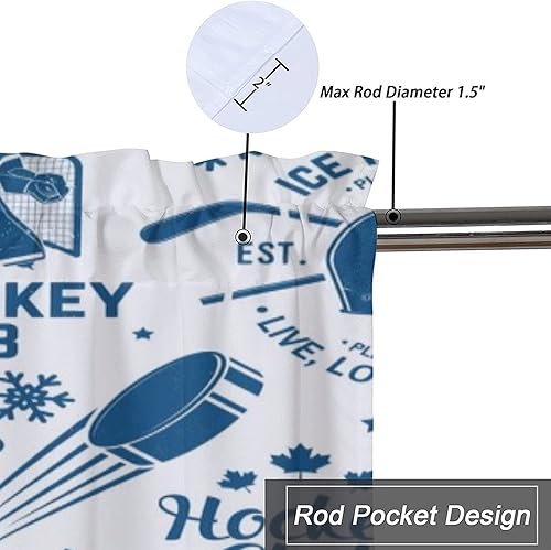 Miniatura 4 de Cenefas opacas rústicas de hockey sobre hielo, estilo vintage, con temática deportiva de invierno, estampado de portero de hockey sobre hielo,