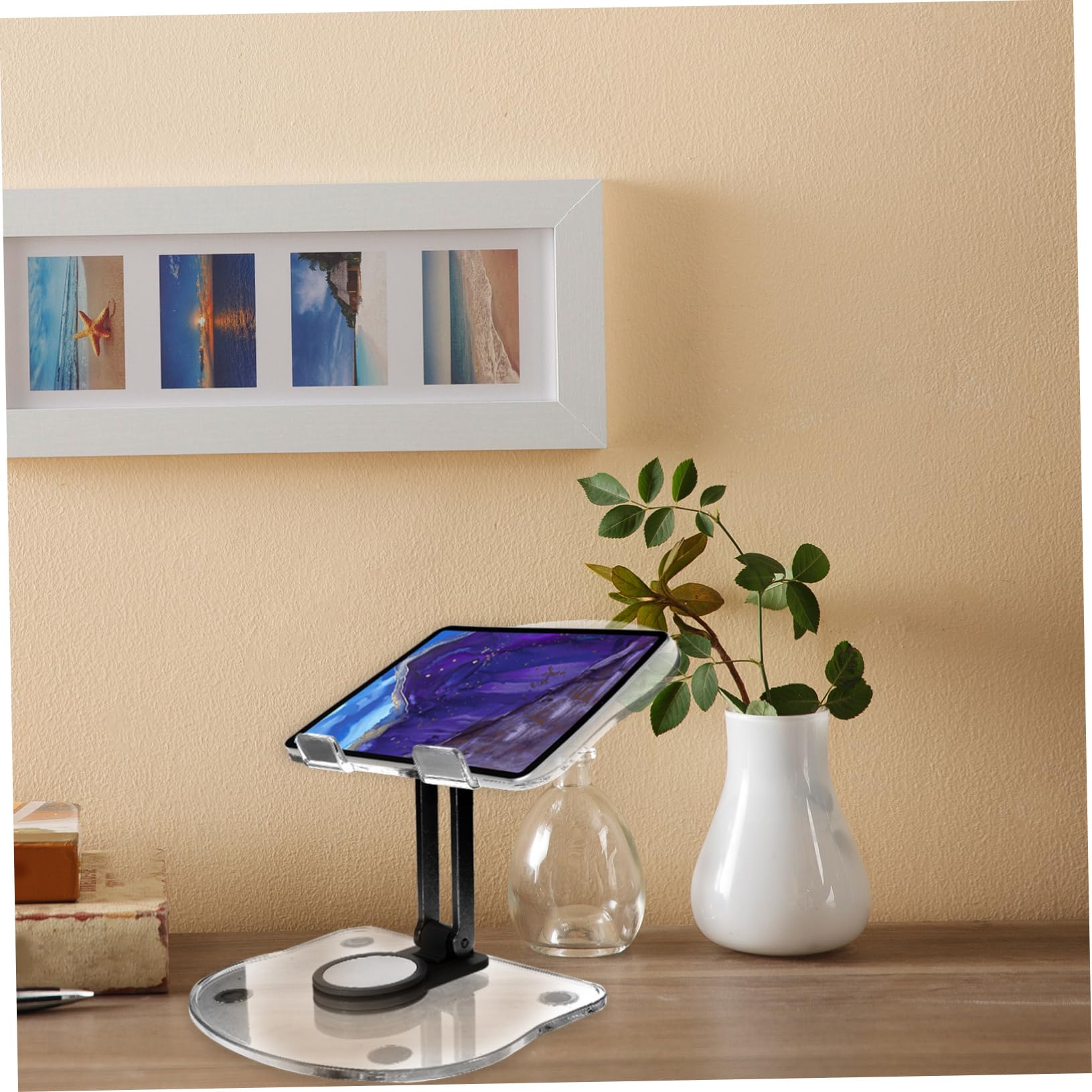 jojofuny Supporto per Tablet da Tavolo Regolabile in Acrilico Nero | Angolo Regolabile, Struttura Leggera, Accessorio per Dispositivo da Scrivania