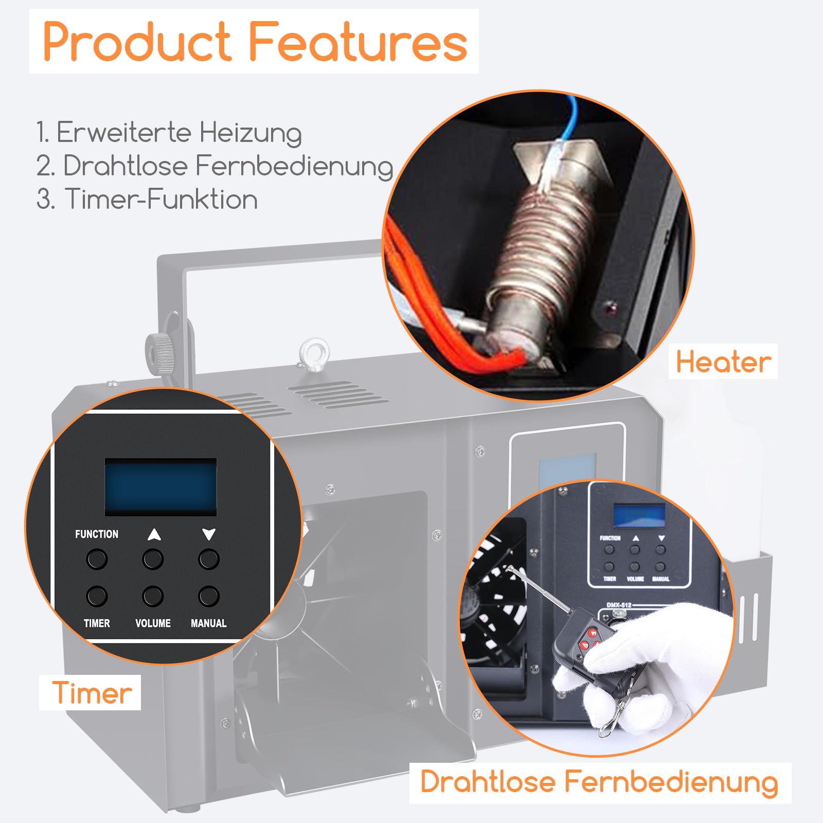 Telbum 700W Hazer Nebelmaschine mit Fernbedienung, Haze Effects Maschine, Dunstnebelmaschine, 2,1L Tankinhalt, DMX512, Timerfunktion, Fog Maschine für konstante Nebelerzeugung auf kleinen Bühnen, DJ