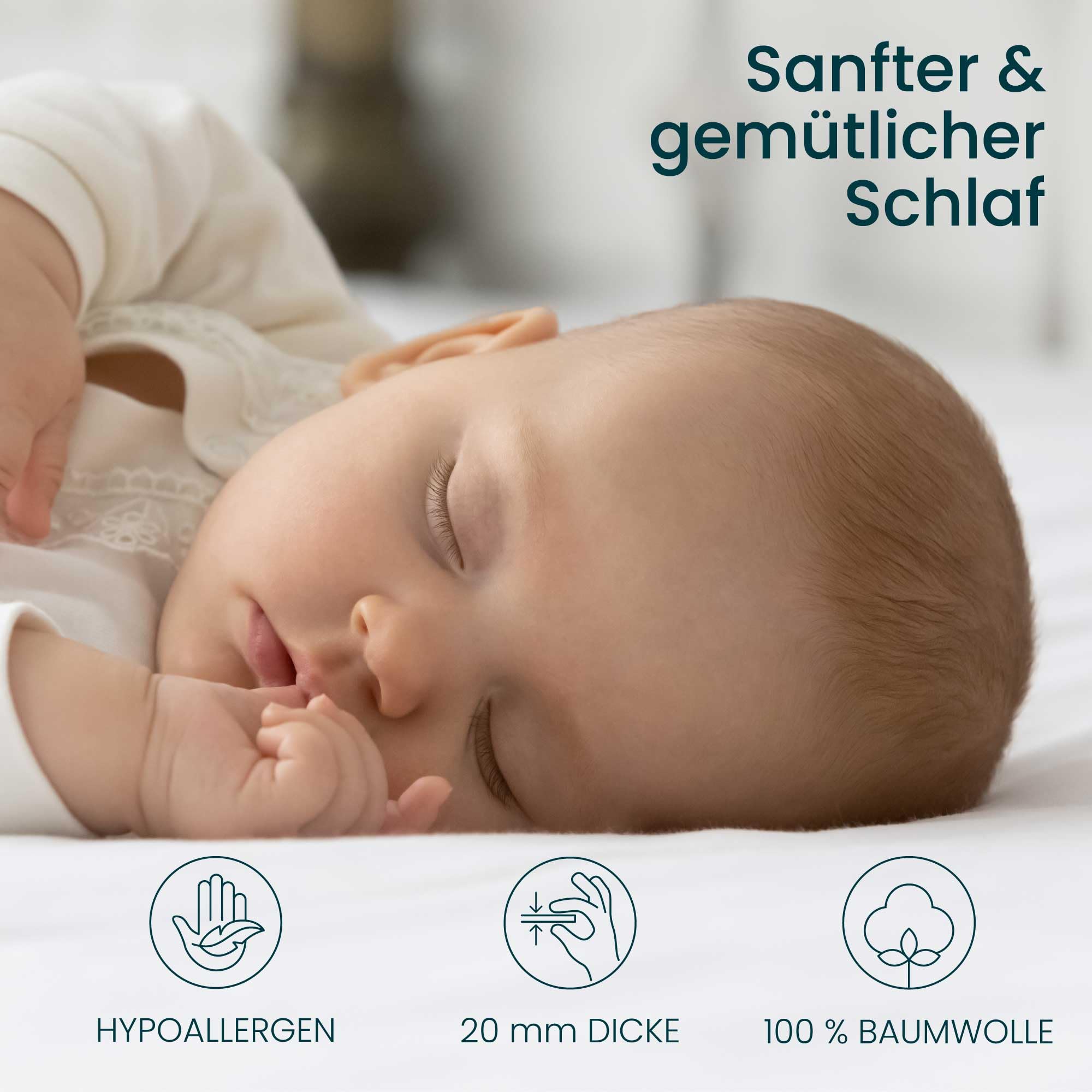 Tutti Bambini 100% Matratzenschoner Babybett mit Nässeschutz - Baby Matratzenschoner aus 100% Baumwolle - Weich & Atmungsaktiv, Waschmaschinenfest (81 x 51 cm)