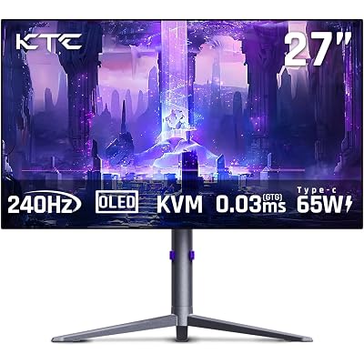 KTC 27 OLED Monitor - 1440p 240hz Monitor 0.03ms GTG, Type-C 65W, Built-in Speakers, 1.5M:1 Contrast Ratio, 136% sRGB, DisplayPort1.4, HDMI2.0,USB-C 3.0, Vesa, PC Moniter (Renewed)