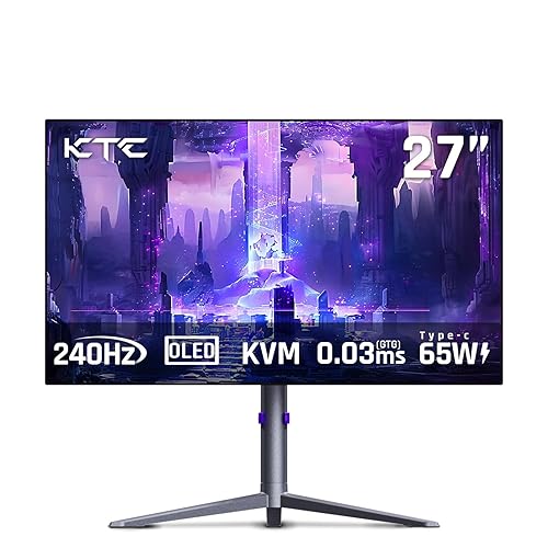 KTC 27 OLED Monitor - 1440p 240hz Monitor 0.03ms GTG, Type-C 65W, Built-in Speakers, 1.5M:1 Contrast Ratio, 136% sRGB, DisplayPort1.4, HDMI2.0,USB-C 3.0, Vesa, PC Moniter for Gaming Movie Office - 27 inch - OLED QHD 240Hz 0.03ms GTG