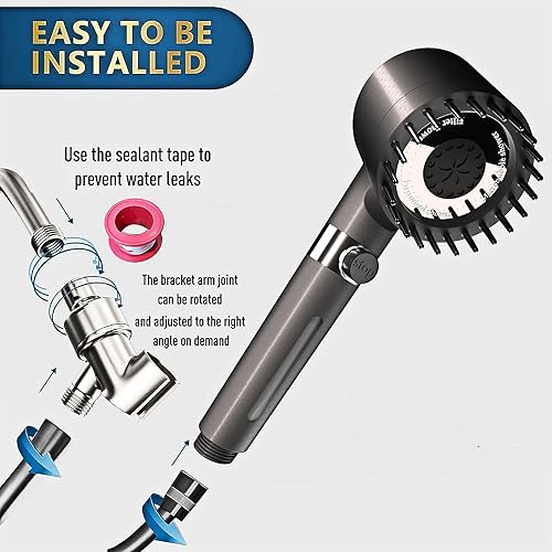 Miniatura 6 de Cabezal de ducha filtrado con mano, 3 modos de pulverización Juego de cabezal de ducha de alta presión de ahorro de agua con manguera de 59