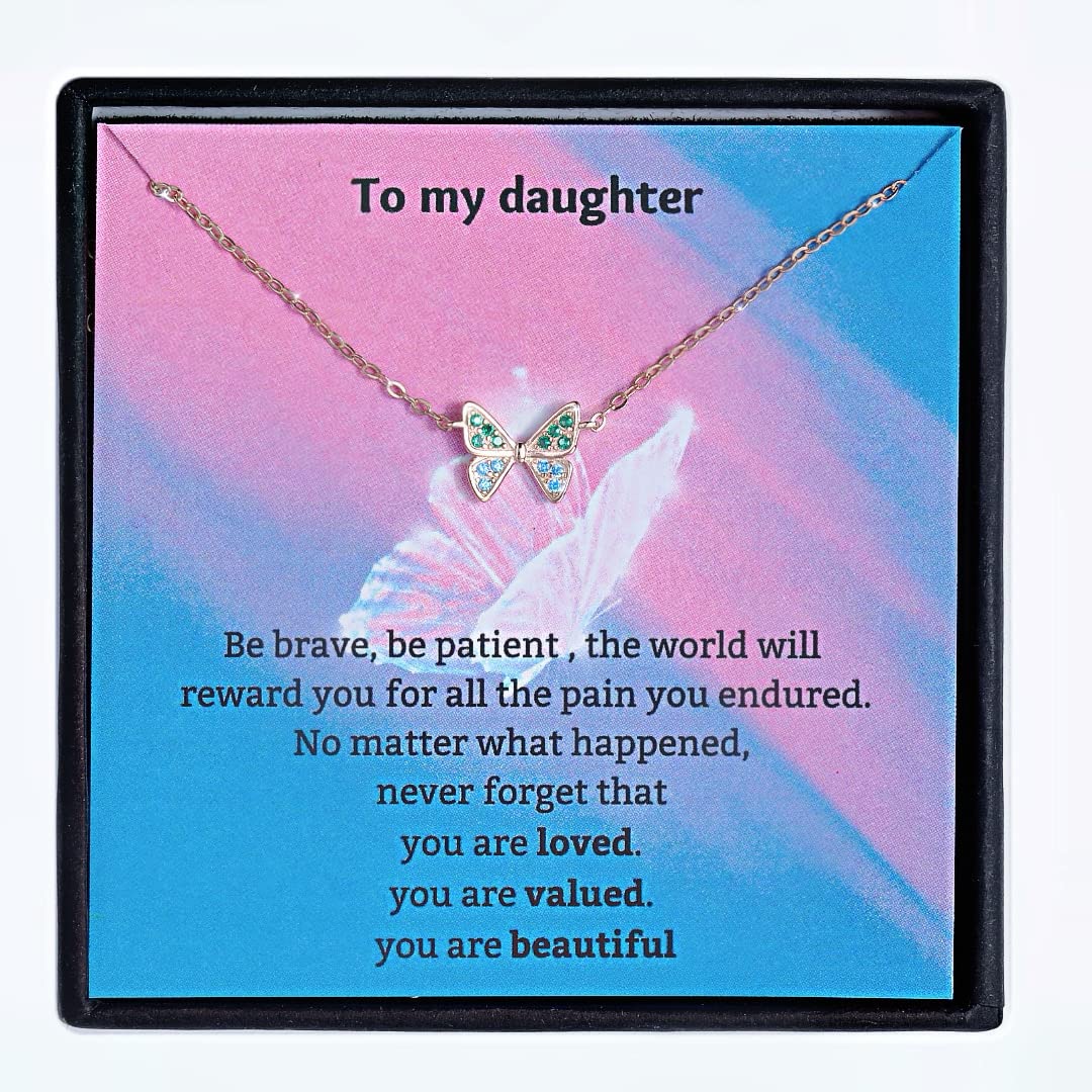 Sterling Silver Necklace For Women Inspirational Cute Butterfly Necklaces Self Care Gifts For Women Friendship Mother Daughter Jewelry For Teen Girls With Gift Card.