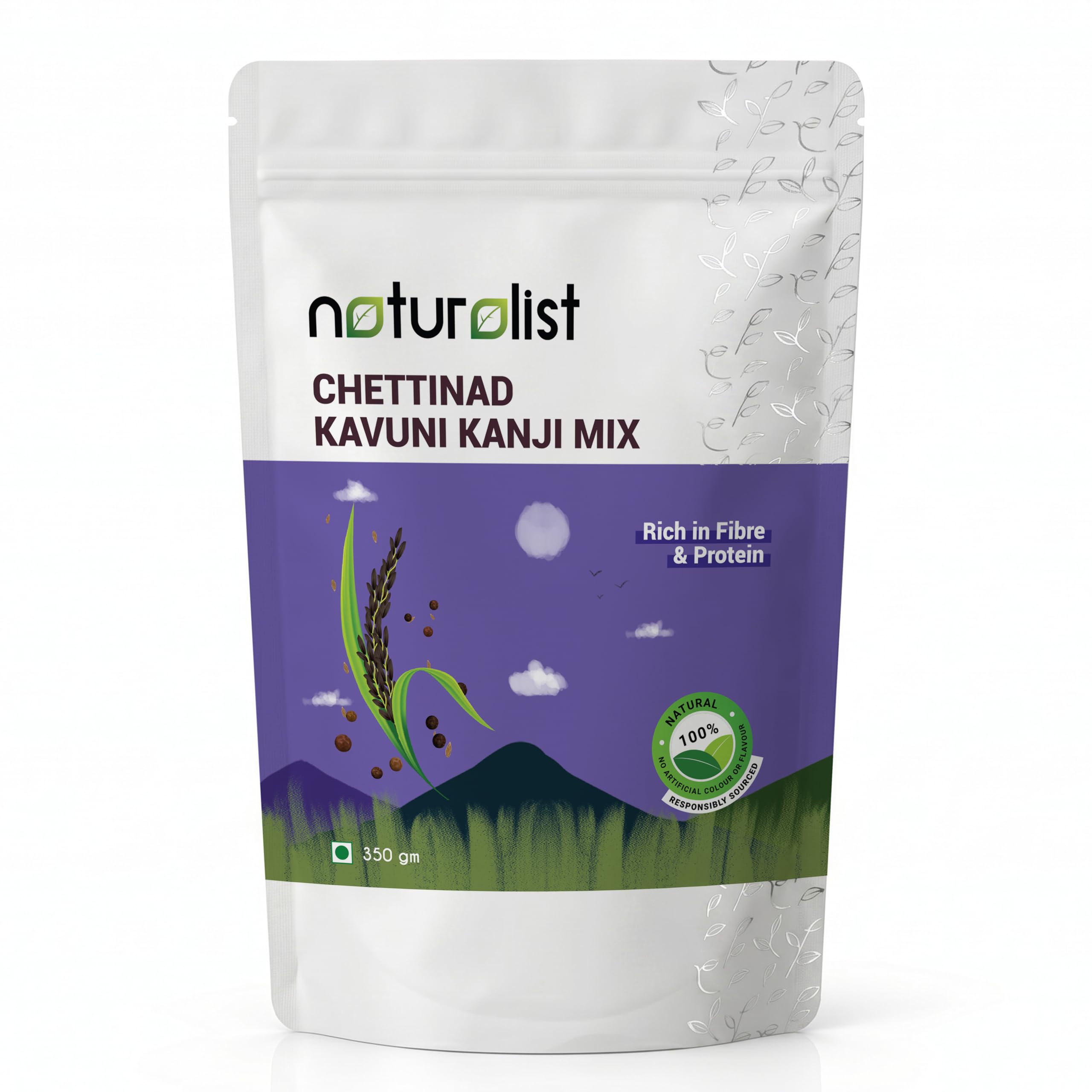 Naturalist Chettinad Karuppu Kavuni Kanji Mix - 350g, Pack of 1 | Black Rice Porridge Mix | Instant Breakfast | Gluten Free & Chemical Free | Instant Breakfast | Healthy Kanji Mix