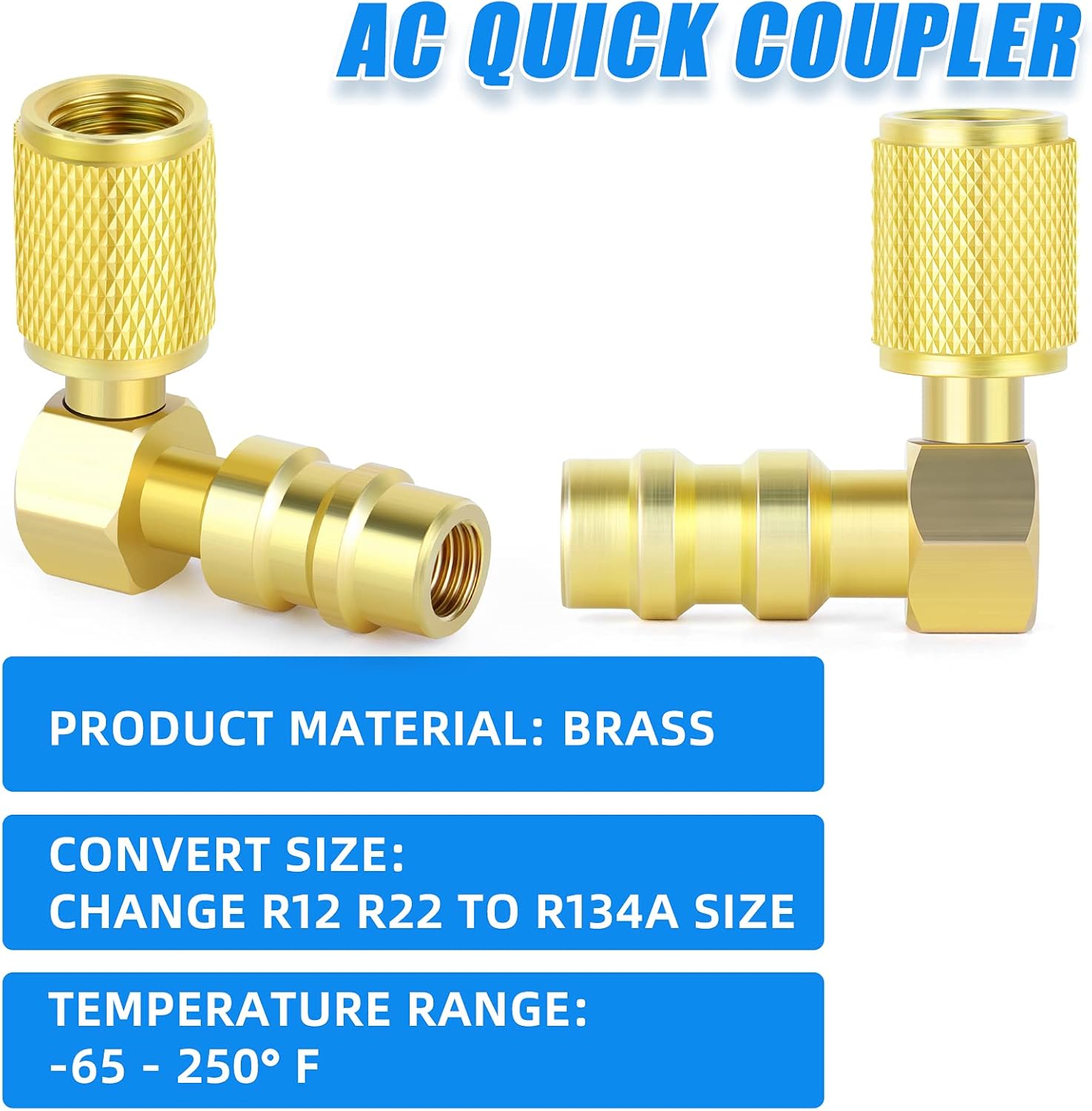 ERGAOBOY 2 Pcs 90 Degree R12 to R134A Low Side AC Fitting Port Retrofit Conversion,fits for Conditioner Refrigerant with 2Pc Caps : Automotive