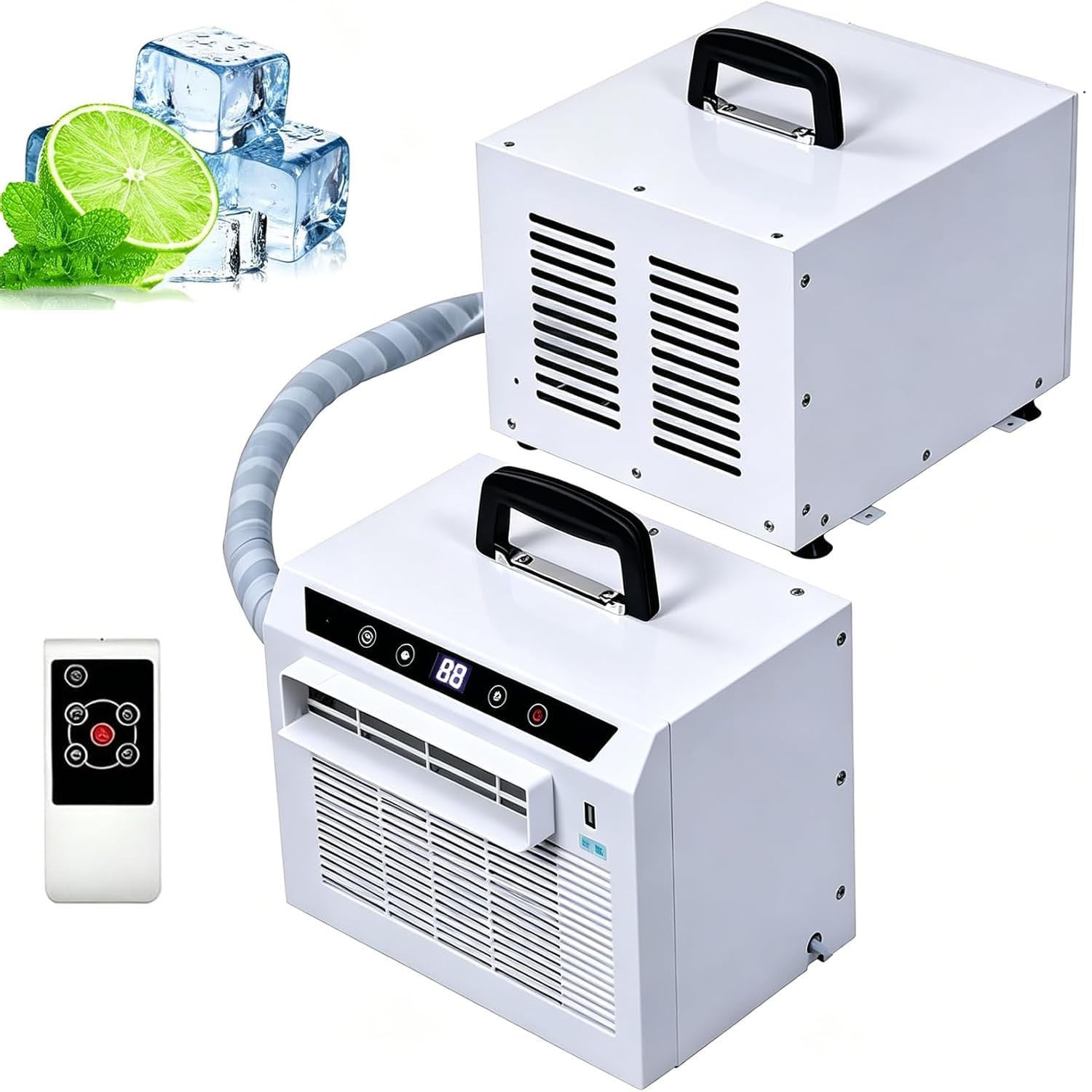 GLBMXDD Split System Air Conditioner 3000 BTU, Touch Panel & Remote Control, 24H Timer, Portable Design for Home, Office, Camping, Easy No Assembly 1.5-meterconnectingpipe
