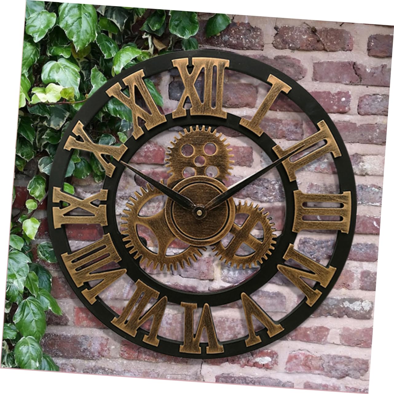 ABOOFAN Reloj de Pared Retro Decorativo de Estilo Industrial 34 Cm | Madera Dorada, 1 Pieza, Diseño Creativo Colgante, Formato de 34cm, Envío sin Batería