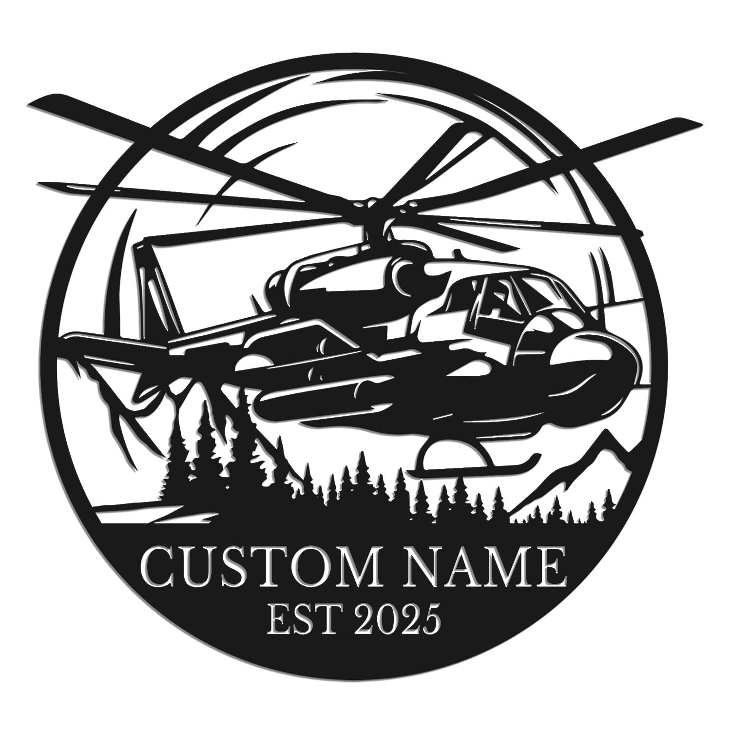 Houdoum Custom Helicopter Metal Sign,Personalized Pilot Wall Art,Blackhawk Helicopter Sign,Pilot Gifts,Airplane Sign,Boy Room Decor,Helicopter Decor (Style-2)