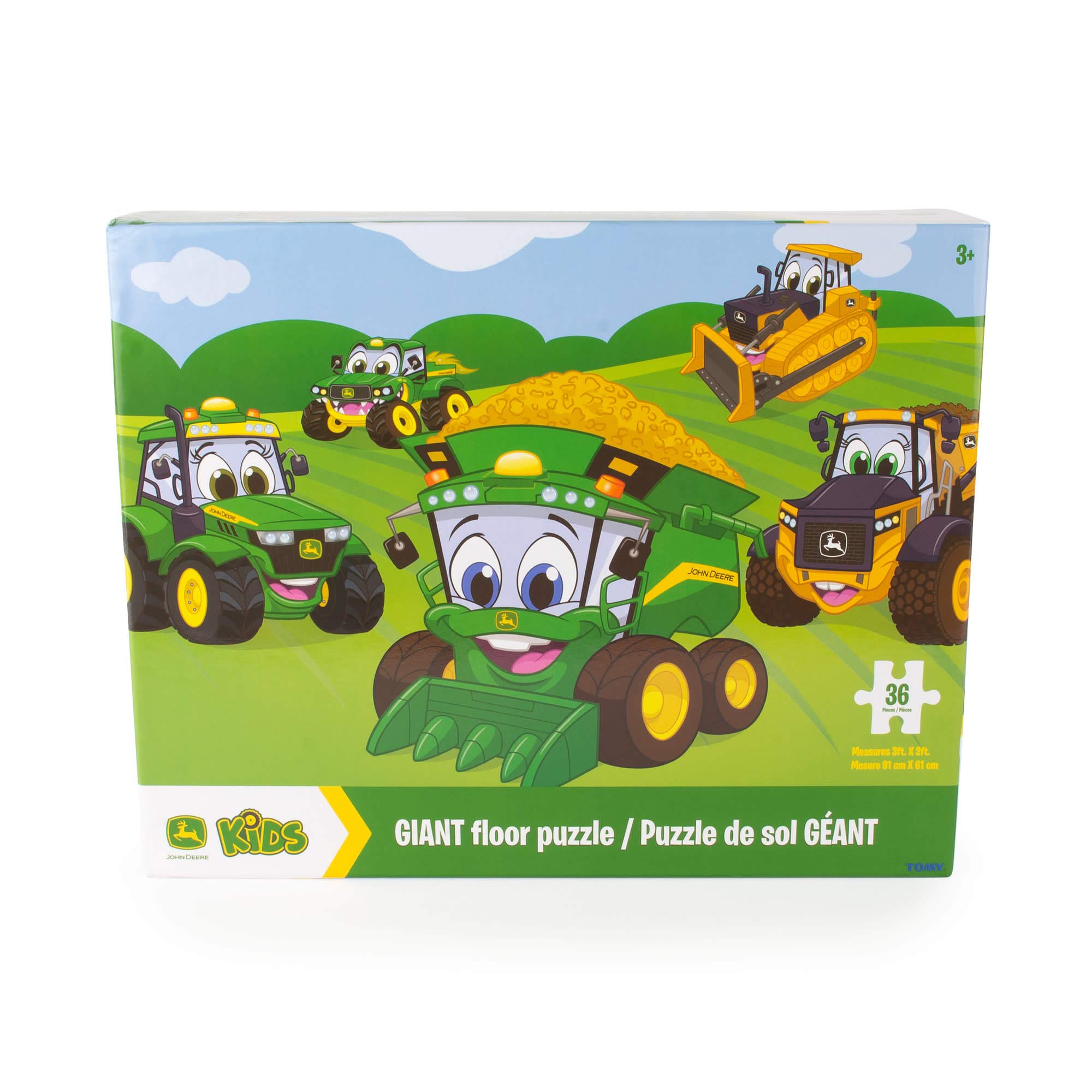 John Deere Rompecabezas de Piso para niños, Rompecabezas Extragrande de 3 x 2 pies con 36 Piezas, Juego de Rompecabezas para niños, Juegos nocturnos Familiares, Juego Educativo para niños y niñas,