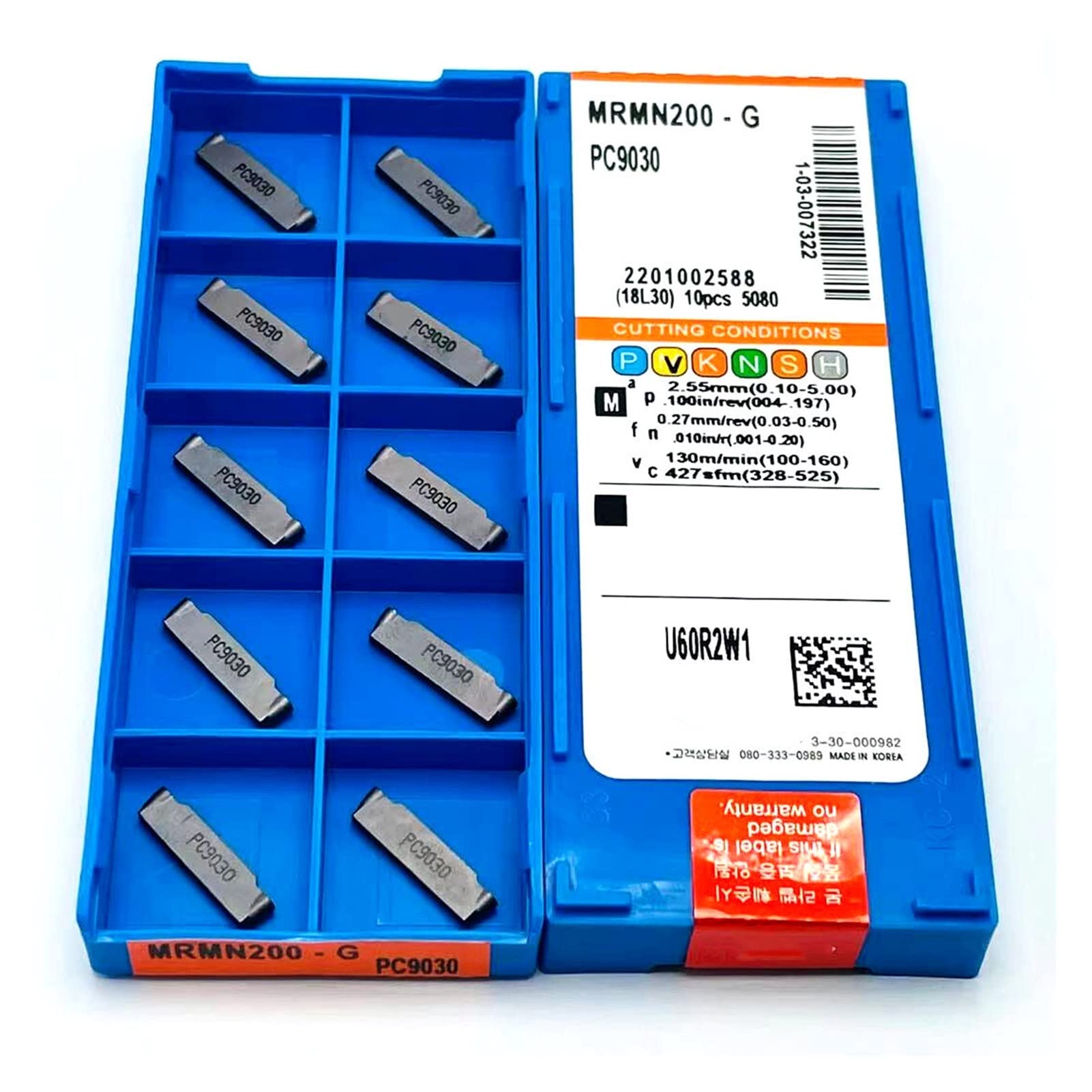 1 0PCS MRMN300 MRMN200 MRMN400 PC9030 Inserts en carbure for usinage de rainures d'arc, de rainure, d'outils de rotation et d'outils rainuants(MRMN200 PC9030)