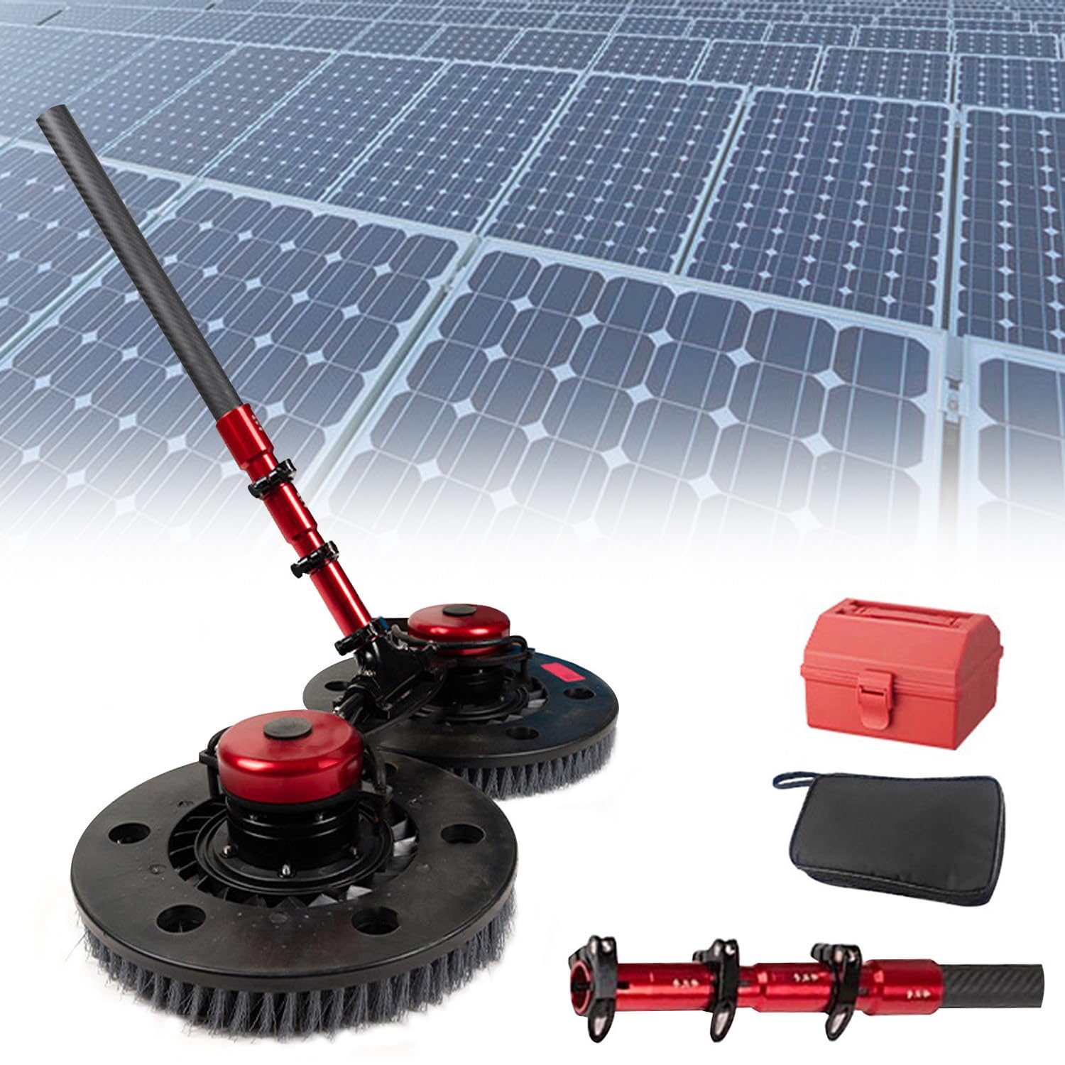 Yniyujkl 4.8M Telescopic Window Cleaning Pole With Rotating Head And Brushless Motor For Solar Panel And Glass Surface Maintenance,