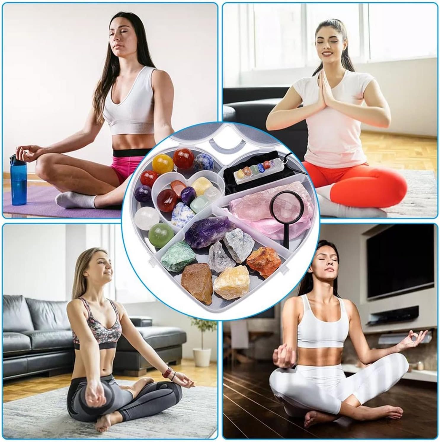 FIDEMM Natural Crystal Rough 7 Chakra Stones Set Therapy Natural Crystals Set and Gemstones Rough Chakra Stones