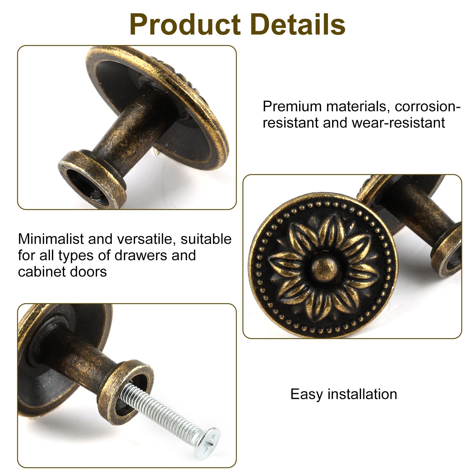 10 Pack Antique Bronzy Cabinet Knobs - Image 3