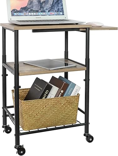 X-cosrack Mesa auxiliar mesa auxiliar de 3 niveles de altura ajustable con ruedas soporte para impresora para espacios pequeños sala de estar sofá