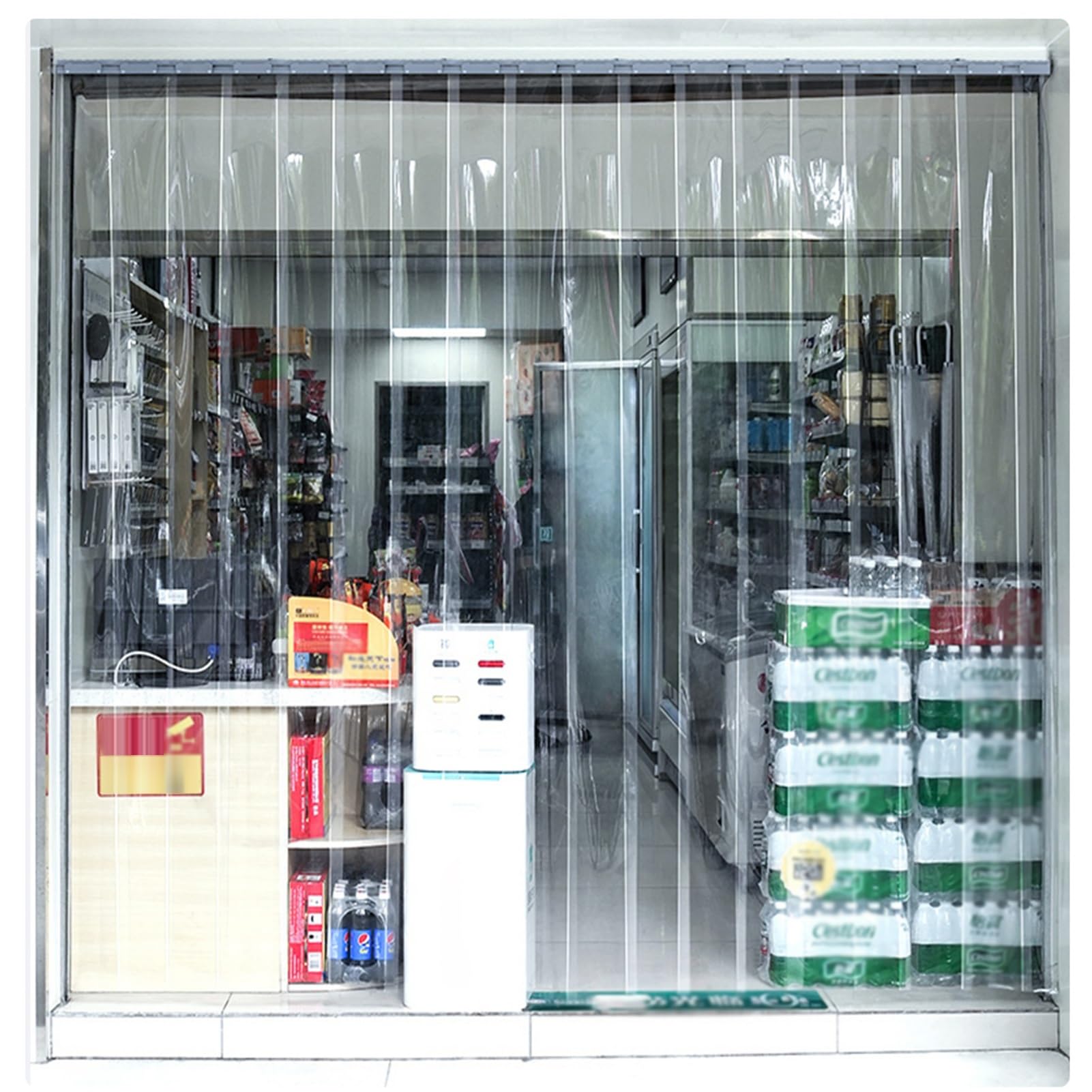 Rideau Industriel à Lanières Lamelles Lisse Lot Bandes Plastique Rideaux Transparents en PVC pour Congélateur Porte D'entrée du Salon(75x240cm/29.53x94.49in)