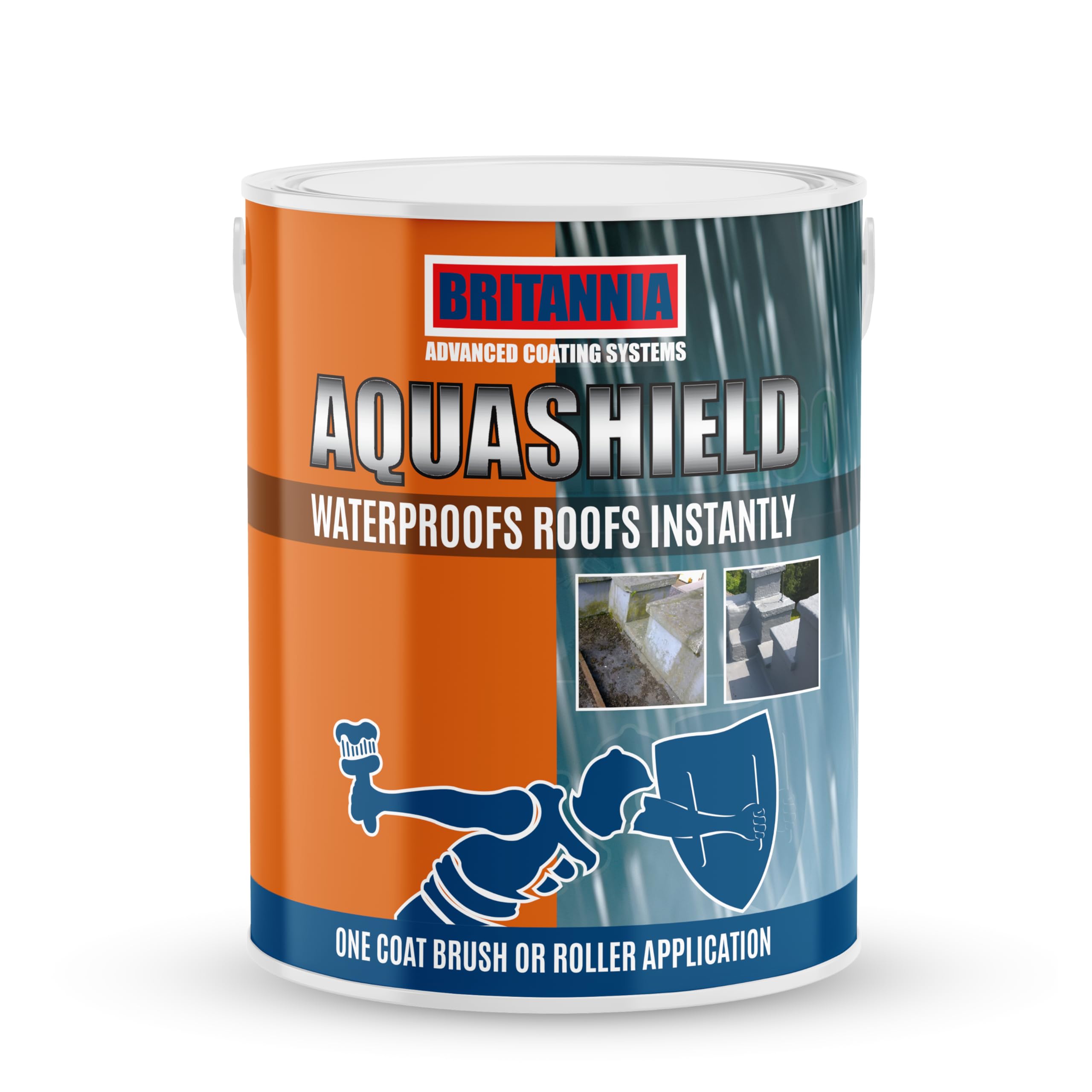 Aquashield Grey Britannia Paints - One Coat - Instant Waterproof Roof Coating 5Kg