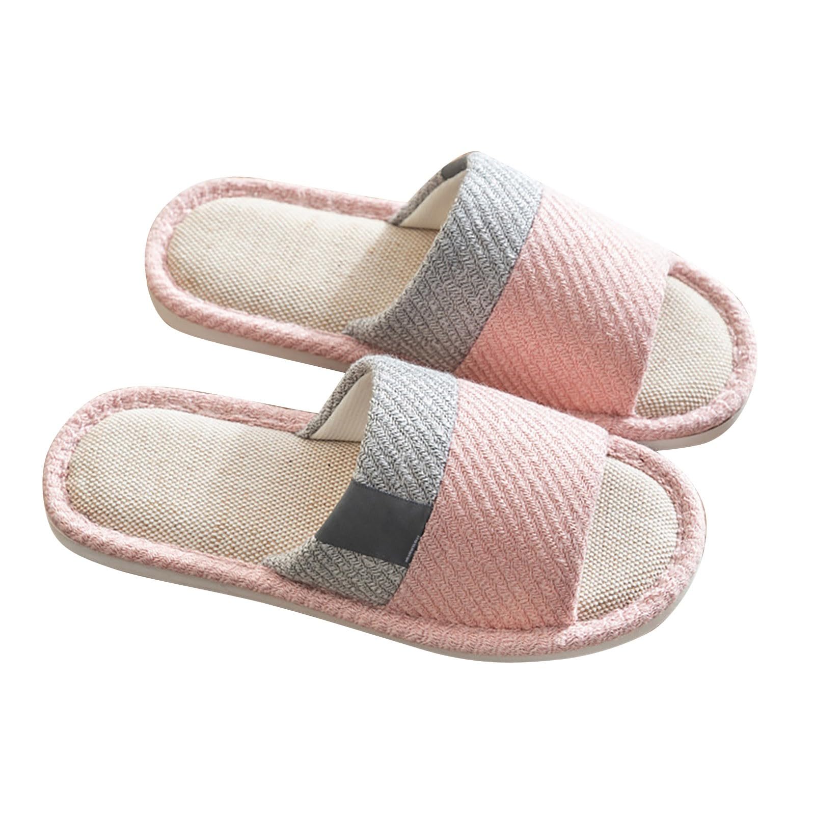 womens sliders size 6 Open Toe Slippers Women Summers Cute Slip on Home Indoor Footwear Casual Non-Slip Bathroom Shoes Comfortable Warm Wide Fit Silent House Sliders Autumn Winter Gifts Pink 6