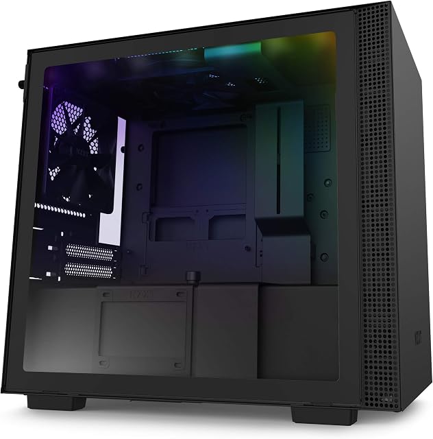 NZXT H210i, Mini-ITX PC Gaming Case, Front I/O USB Type-C Port, Tempered Glass Side Panel Cable Management, Water-Cooling Ready, Integrated RGB Lighting, Steel Construction, Black