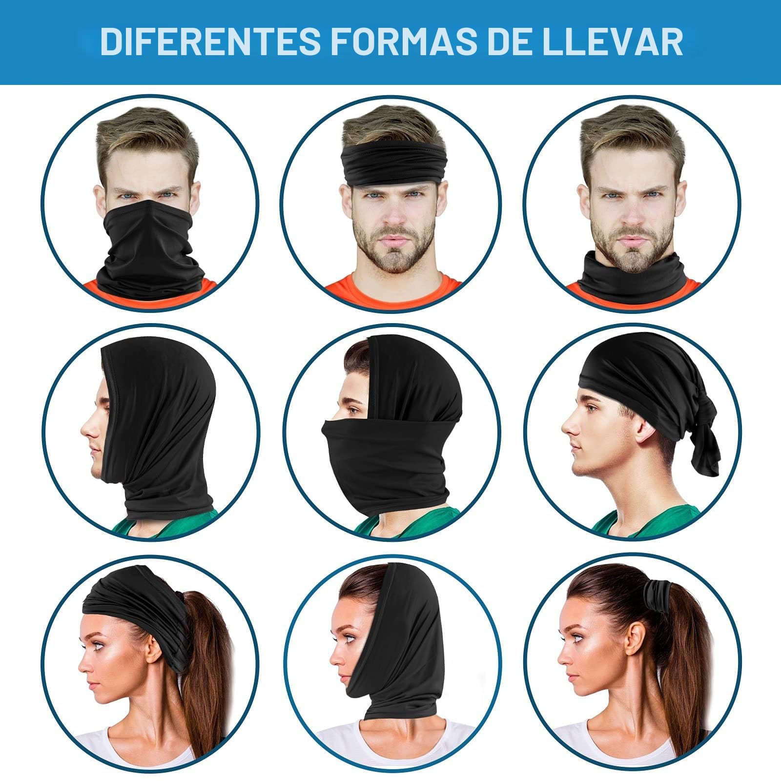 KEYRI 3 Piezas Pañuelo de Hombre Mujer Calentador de Cuello Braga Cuello Moto Mascarilla Multifuncional Deporte Calentador Pasamontañas Máscara de Esquí Ciclismo Senderismo Correr