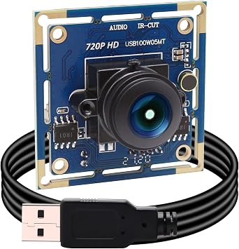 MMlove USB Camera Module 720P 30FPS HD Webcam with 170 Degree Fisheye Wide Angle Lens IR Cut Embedded Web Camera for Industrial Machine Vision Support Microphone