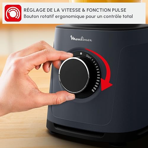 Moulinex - Blender PerfectMix Essential Gris 1200W Bol Verre 2 L - 5