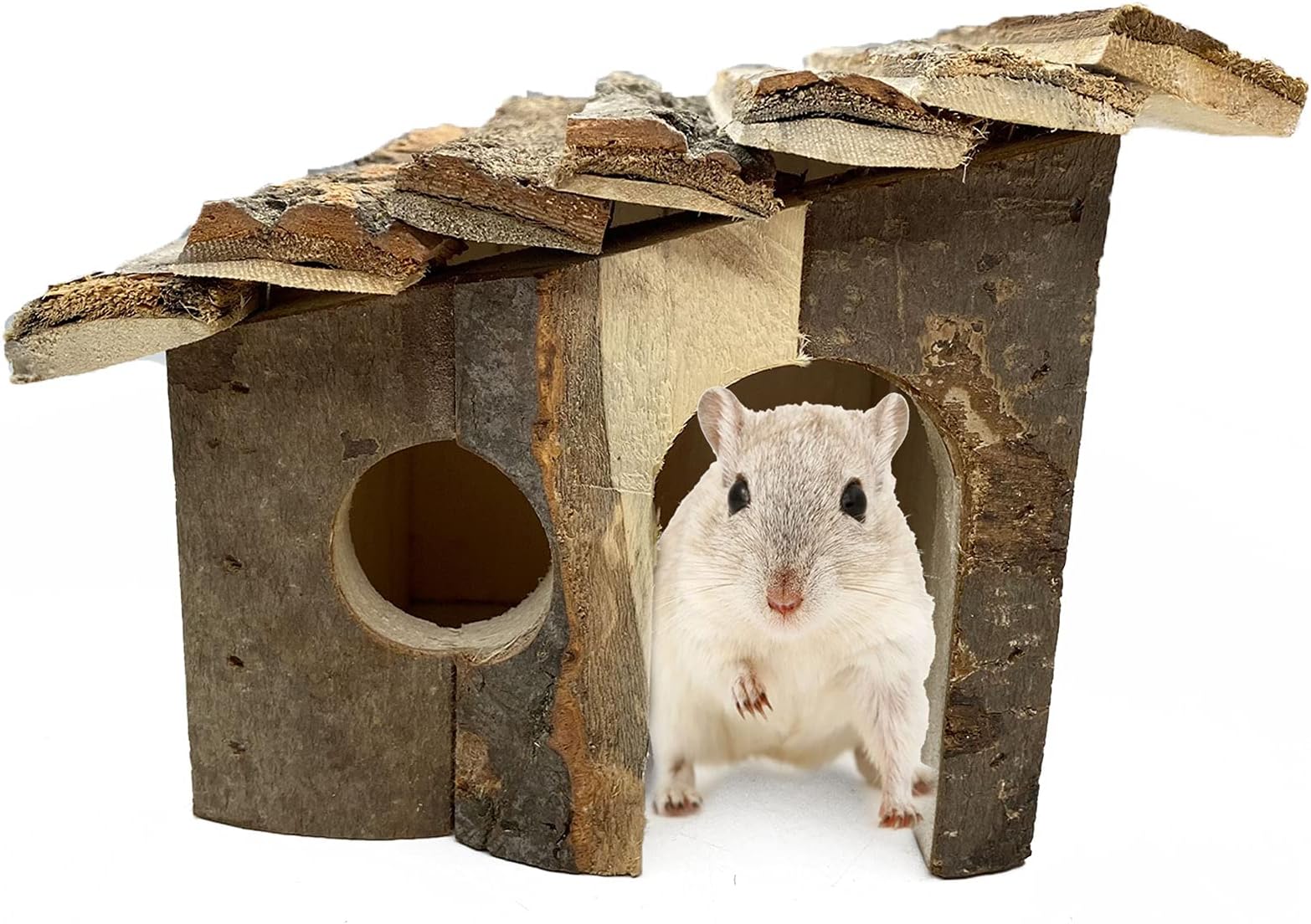 kathson Hamster Wooden House, Small Pet Hideout Climbing